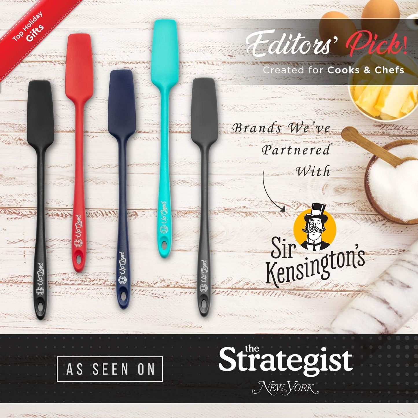 Silicone Jar Spatula | 600F Heat Resistant Non-Stick Rubber Scraper | Perfect for Jars, Smoothies, Blenders | One Piece Utensils | Durable Kitchen Cookware (UpGood Professional Spatulas, Teal)