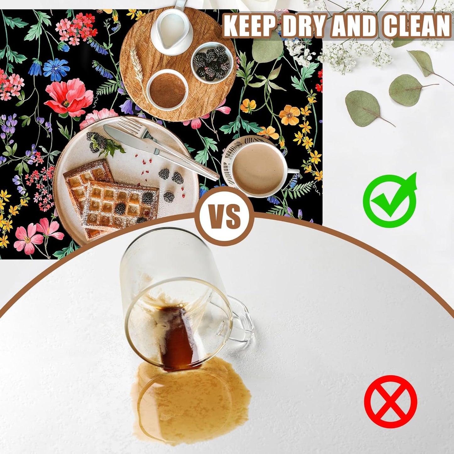 Beautiful Flowers Dish Drying Mat for Kitchen Counter Coffee Bar Mat Hide Stain Absorbent Rubber Backed Coffee Mat Coffee Maker Espresso Machine Coffee Bar Accessories 11.8 x 19.7 Inch