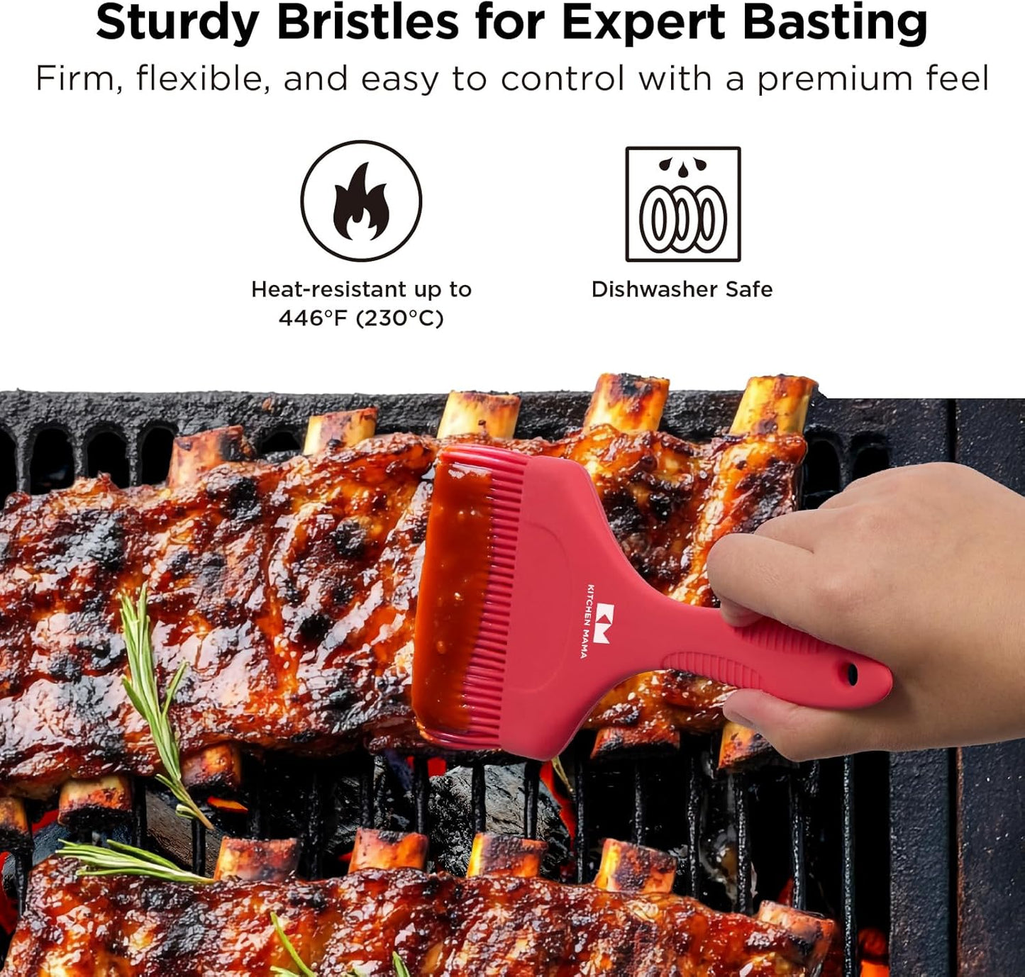 Kitchen Mama Platinum Silicone Extra Wide Pastry & Basting Brush Utensil Set – Heat Resistant, Dishwasher Safe, BBQ Grilling, Cooking, Baking, Perfect For Outdoor, and Butter, Egg Wash, Oil and Sauce