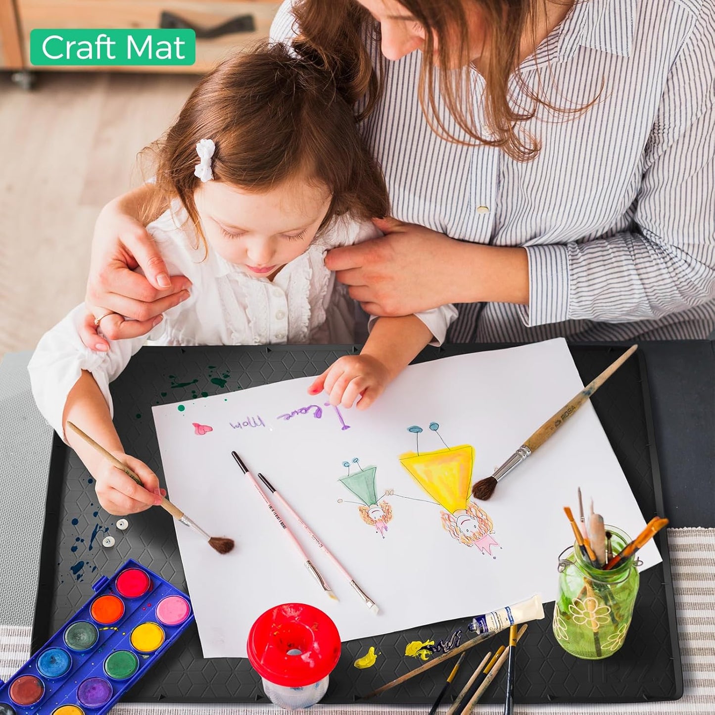 TRZZ Silicone Waterproof Under Sink Mat 22" x 19", Drip Tray and Cabinet Liner for Kitchen and Bathroom, Prevents Water Damage and Organizes Cabinets (Black)