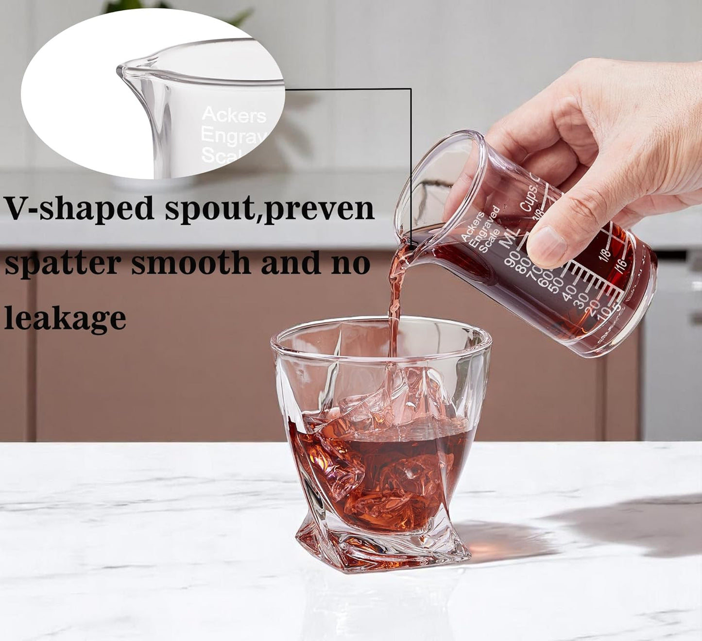 Ackers Shot Glass Etching Scale Measuring Cup 3 Ounce/90ML Liquid Heavy High Espresso Glass Cup