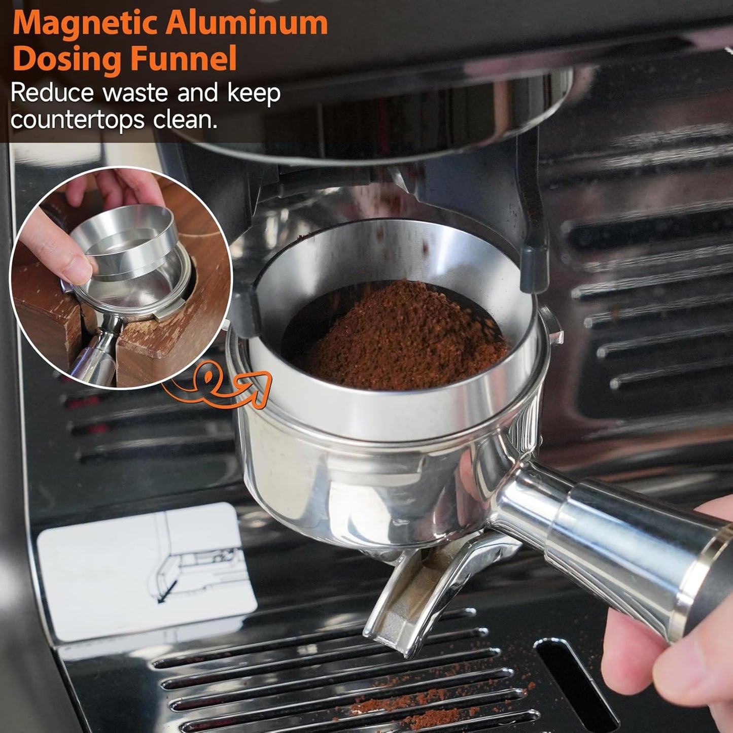 51mm Espresso Accessories Kit, Spring Loaded Calibrated Tamper, WDT Tool, Dosing Funnel, Fits Espresso Coffee Machines and 51 mm Portafilters, Barista Tools