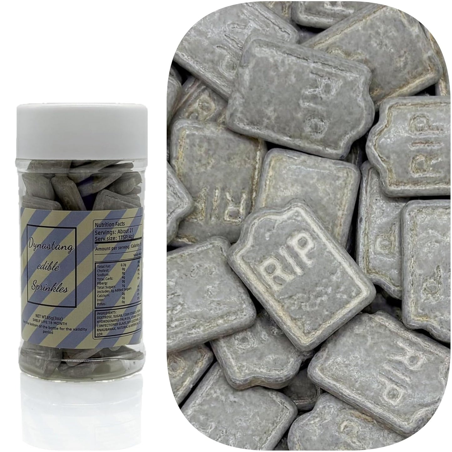 Dynastang Gravestones Sprinkles Halloween Edible Gravestone Cake Decoration Cupcake Toppers Cookie Decorating Perfect for Cakes, Cupcakes, Desserts Toppings 3OZ