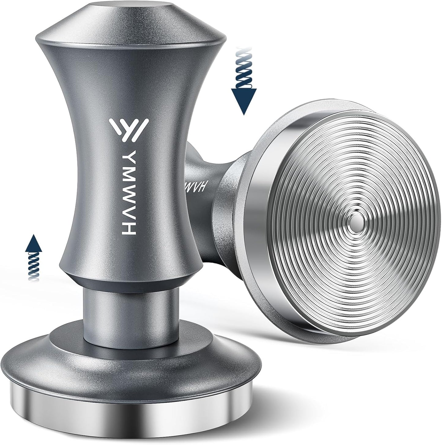 Espresso Tamper 58.3mm Barista Coffee Tamper with Dual Spring Loaded 100% Stainless Steel Ripple Base, Constant 30lb, Compatible with Espresso Machine Rancilio, Gaggia Portafilter, E61 Group(Silver)