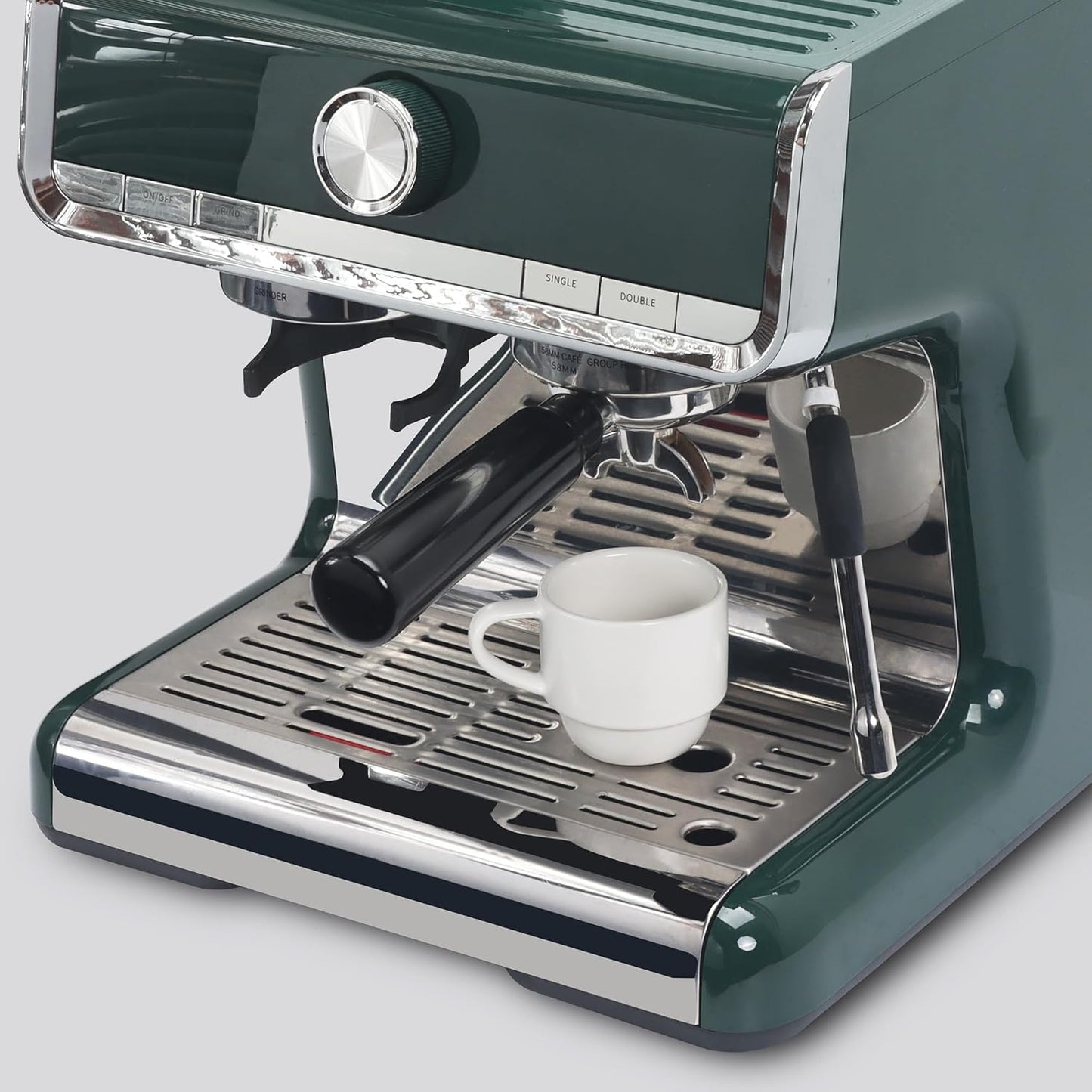 Lareina Porcelain Stackable Espresso Cups with Saucers, Spoons and Metal Stand, 3 Ounce Small Coffee Cups Set of 6 - Ceramic Demitasse Mugs, White