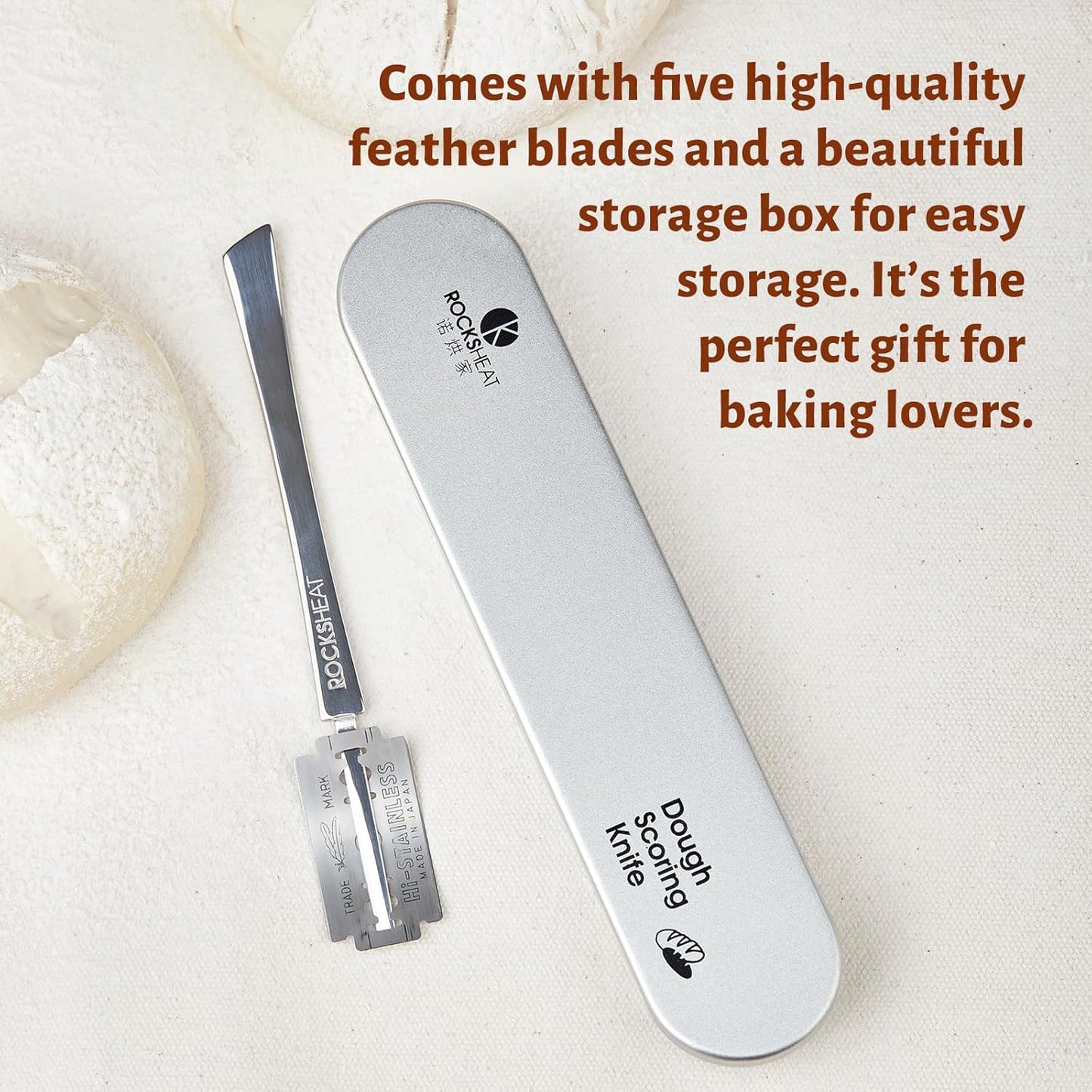 Bread Lame Dough Scoring Tool, Stainless Steel Scoring Knife with 5 Feather Blades, Sourdough Scoring Tool for Bread Baking, Baking Tool for Baking Beginners