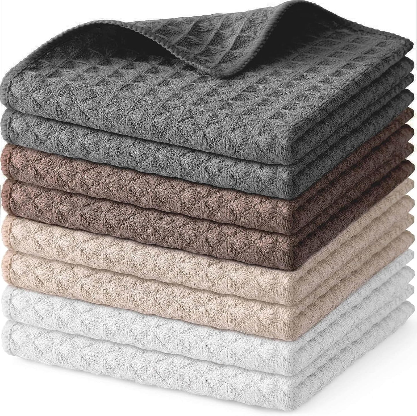 Espresso Accessories Barista Towels 8 Pack – Microfiber Cleaning Cloths for Espresso Machines, Steam Wands & Countertops – Essential Coffee Bar Accessories, Waffle Weave, Multicolor, 12"x12"