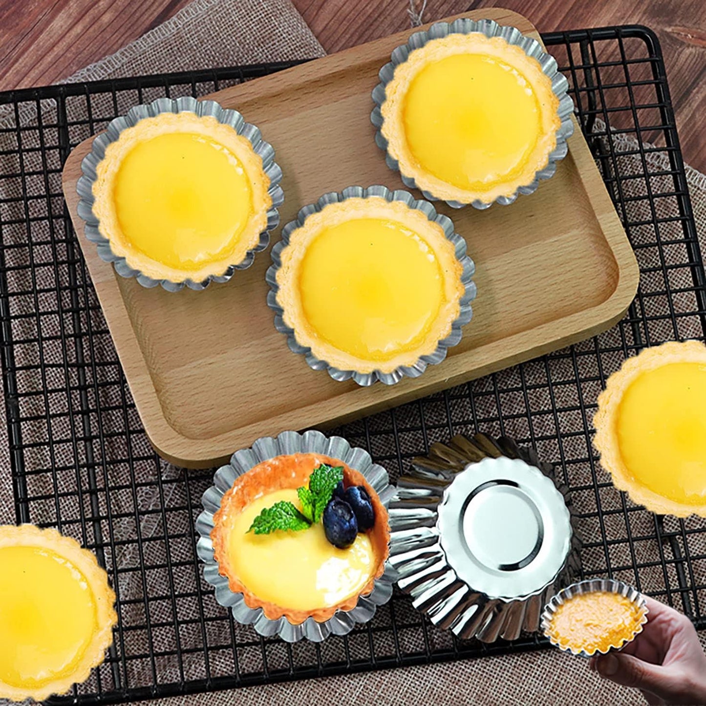 Egg Tart Molds 32Pack Tart Pan 2.75inch, Mini Tart Tins Aluminium Mini Tart Pans for Baking (32Pack-2.75inch)
