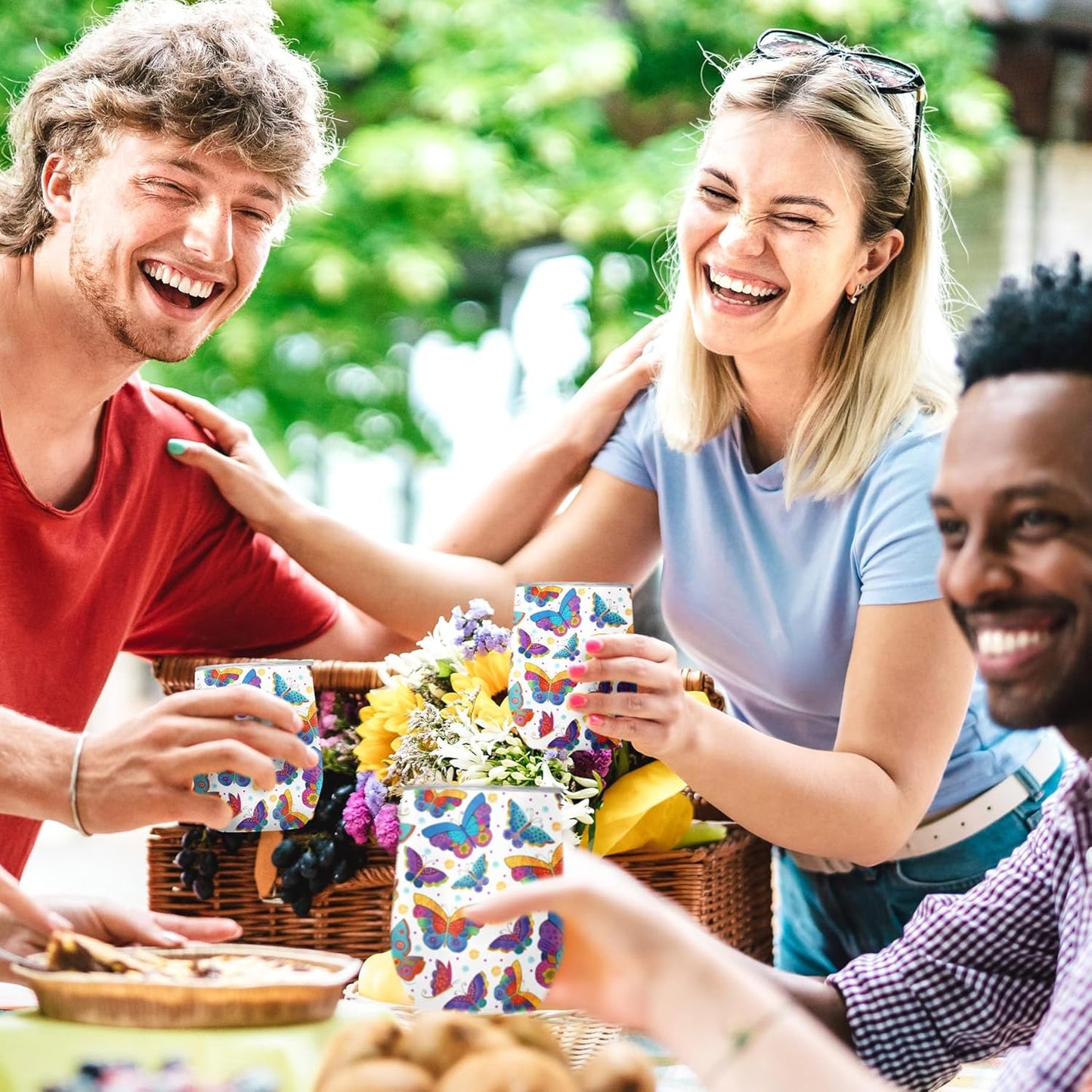 RainCaper 18/8 Stainless Steel Insulated Water Tumbler with Straw | 30oz, BPA-Free, Double Wall for Hot & Cold | Travel-Friendly, Cup Holder Ready (Laurel Burch Mariposas)