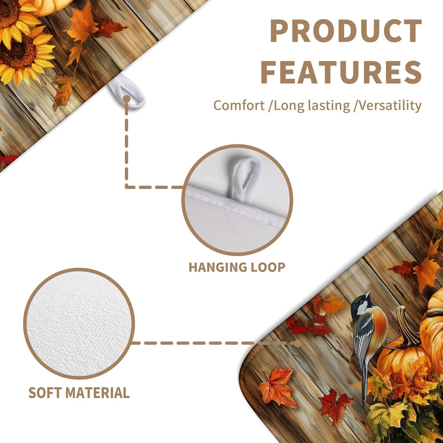 Fall Pumpkin Dish Drying Mat Autumn Maple Leaves Thanksgiving Large Kitchen Mats Dish Drying Pad Absorbent Dish Dryer Mat for Kitchen Countertops Microfiber Drainer Pad Dish Drying Mats (18x24 in)