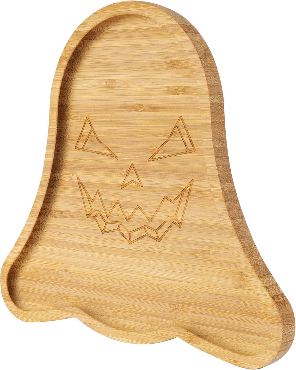 TJ POP Halloween Ghost Serving Tray - Spooky Ghost Shaped Bamboo Serving Platter, Festive Wooden Charcuterie Board, Snack Cheese Dish Plate for Candy, Treats, Drinks & Holiday Party Decor (10" x 9")
