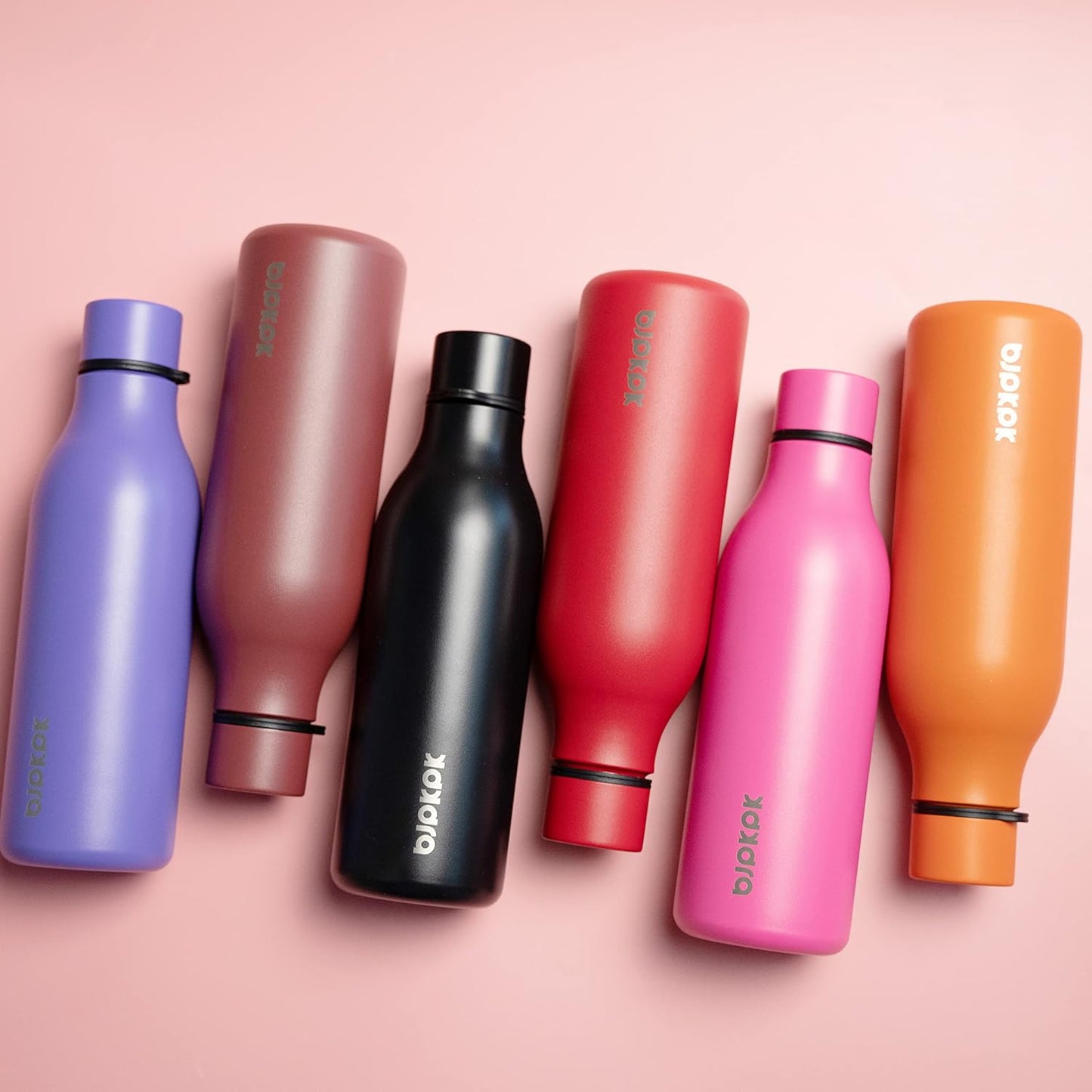 BJPKPK Insulated Water Bottles, 18 oz Stainless Steel Metal Water Bottle with Strap, BPA Free Leak Proof Thermos, Mugs, Flasks, Reusable Water Bottle for Sports & Travel, Orange