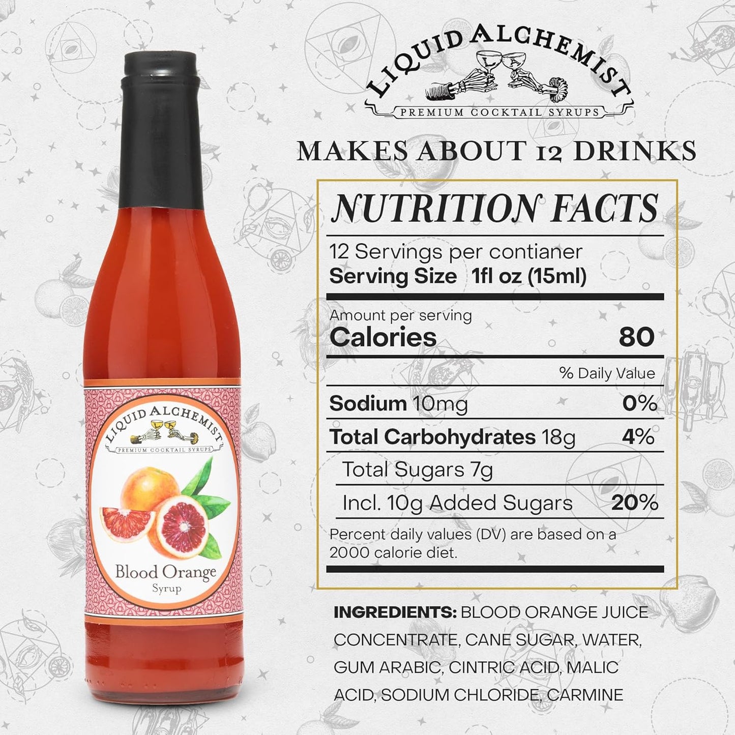 Liquid Alchemist Blood Orange Syrup for Cocktails - Real Ingredients Make our Blood Orange Puree a Perfect Margarita Mixer - Non-GMO Sour Mix (12 oz)