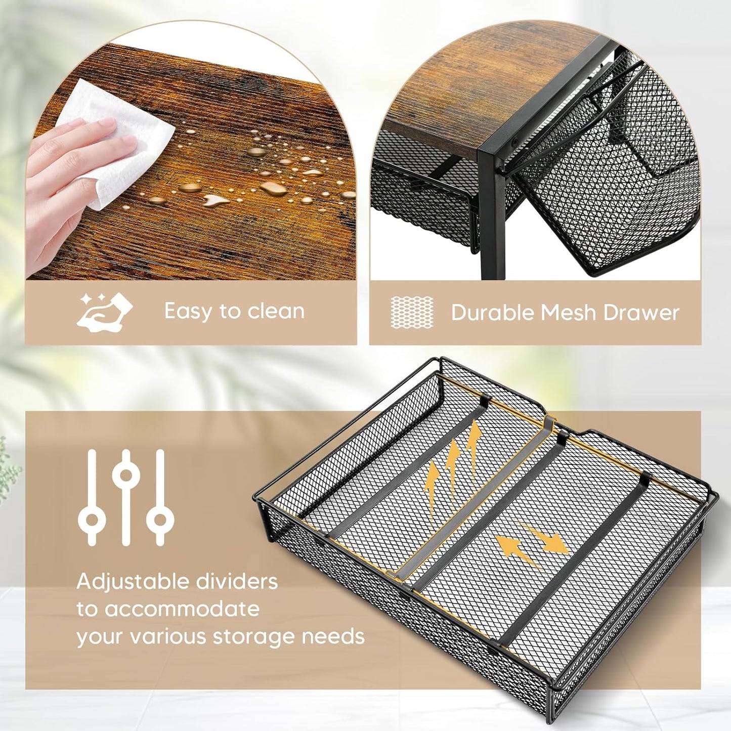 Coffee Bar Organizer with K Cup Holder,Coffee Pod Drawer Holder for 24 Pod Capacity, Storage Drawer with Dispoable Cups & Lids Holder, Coffee Bar Station Organier for Countertop, Kitchen