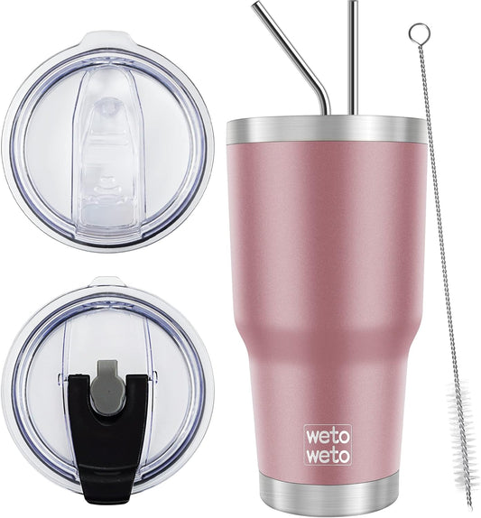 WETOWETO 30 oz Tumbler Stainless Steel Vacuum Insulated Coffee Cup Double Wall Vacuum Coffee Cup Thermal Cups for Hot and Cold drinks, Suitable for Beach, Travel (Rose Gold, 1 Pack)