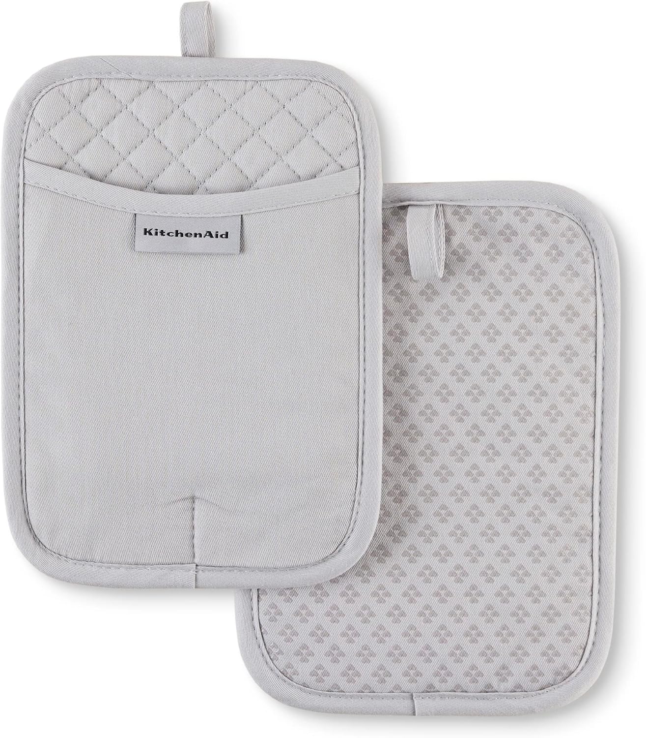 KitchenAid Asteroid Pot Holder 2-Pack Set, Matte Grey, 7"x10"