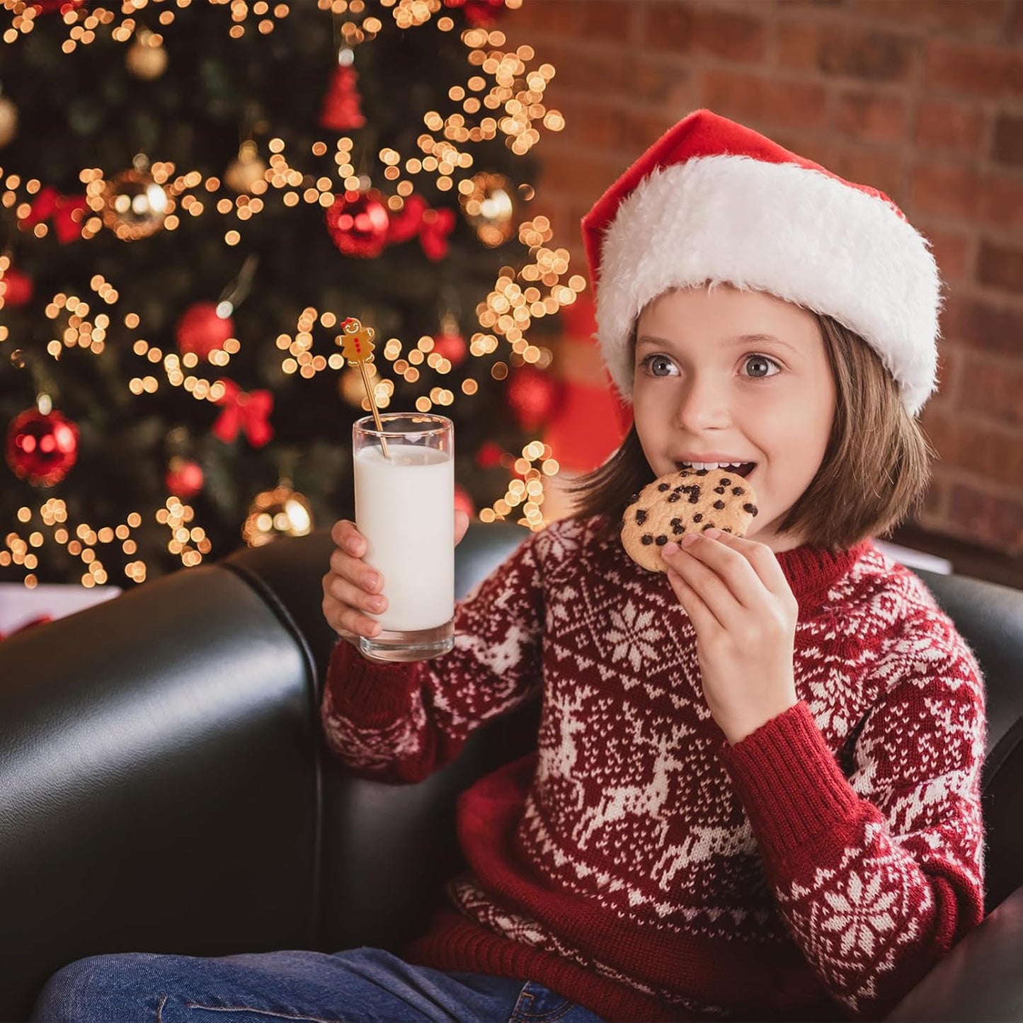 30 Pcs Christmas Drink Stirrers Xmas Stir Stick Holiday Coffee Swizzle Stick Reusable Plastic Hot Cocoa Bar Chocolate Decoration Cocktail Mixer(Gingerbread Couple,Elegant Color)