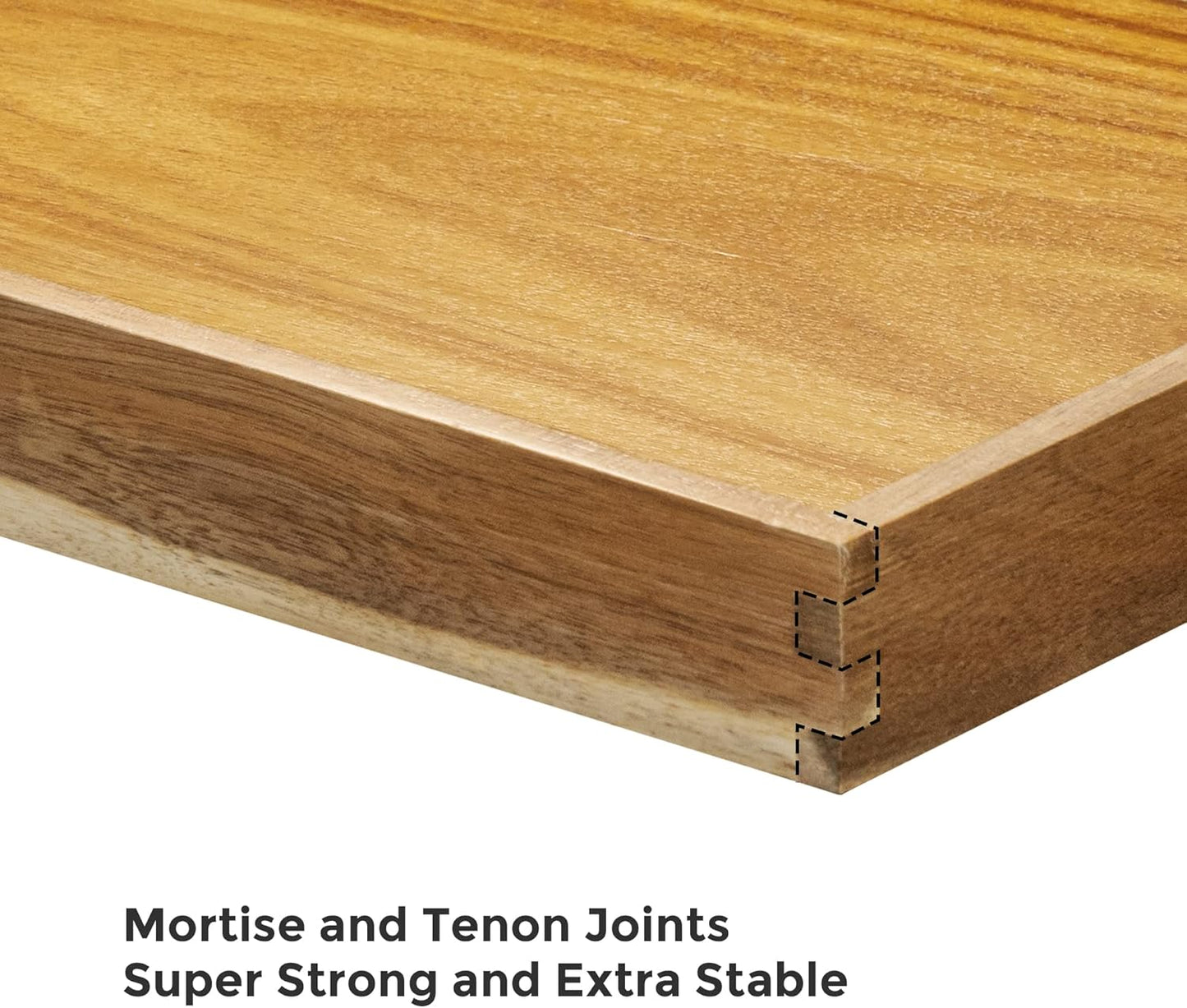 Acacia Wood Serving Tray with Handles (Set of 2)- 17-Inch Decorative Wooden Tray - Perfect for Breakfast, Lunch, Dinner, Ottoman, Coffee Table - Living Room and Couch Tray