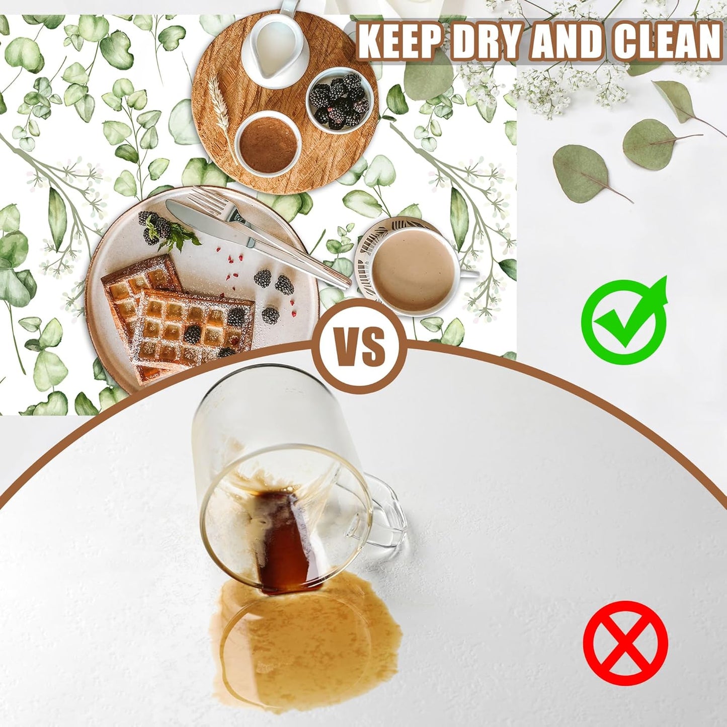 Eucalyptus Leaves Dish Drying Mat for Kitchen Counter Bar Mat Hide Stain Absorbent Rubber Backed Coffee Mat Coffee Maker Espresso Machine Accessories 11.8 x 19.7 Inch