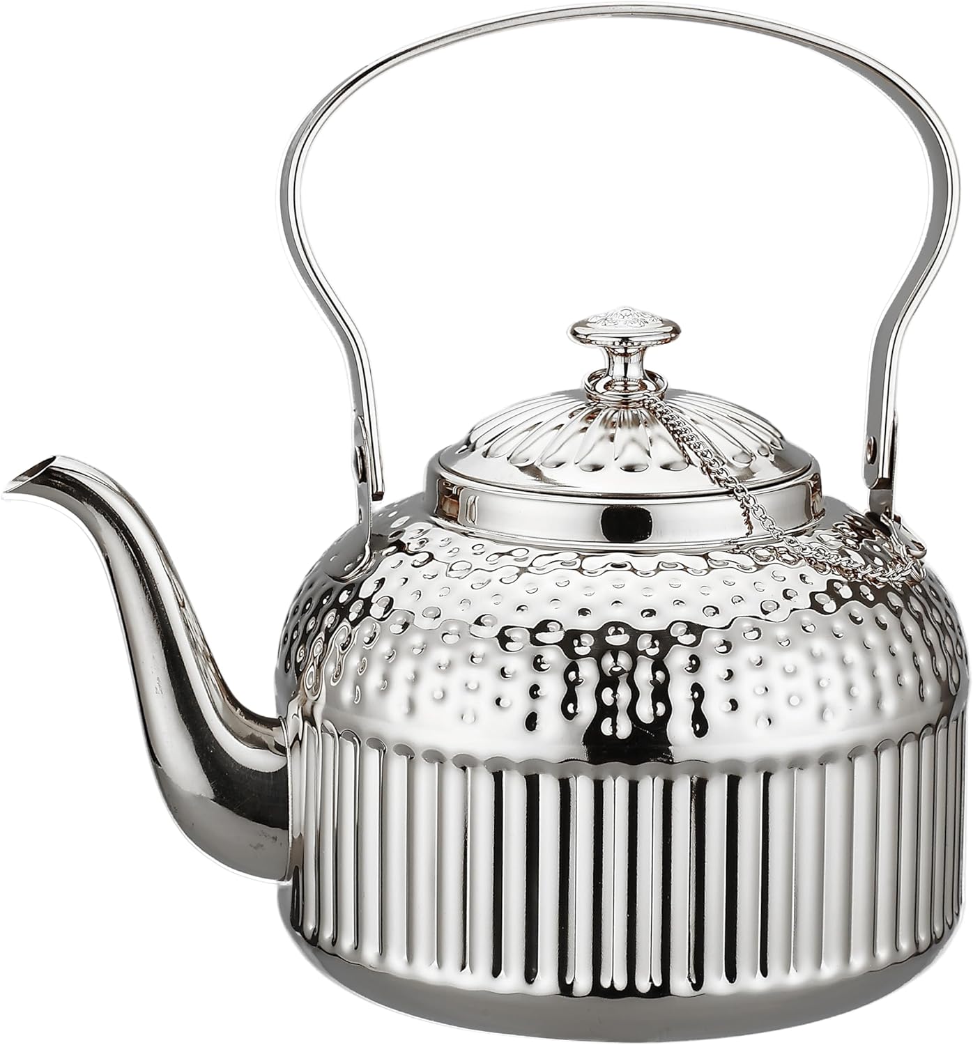 SANQIAHOME Antique 1.2L (40Oz) Stainless Steel Teapot with Infuser Silver