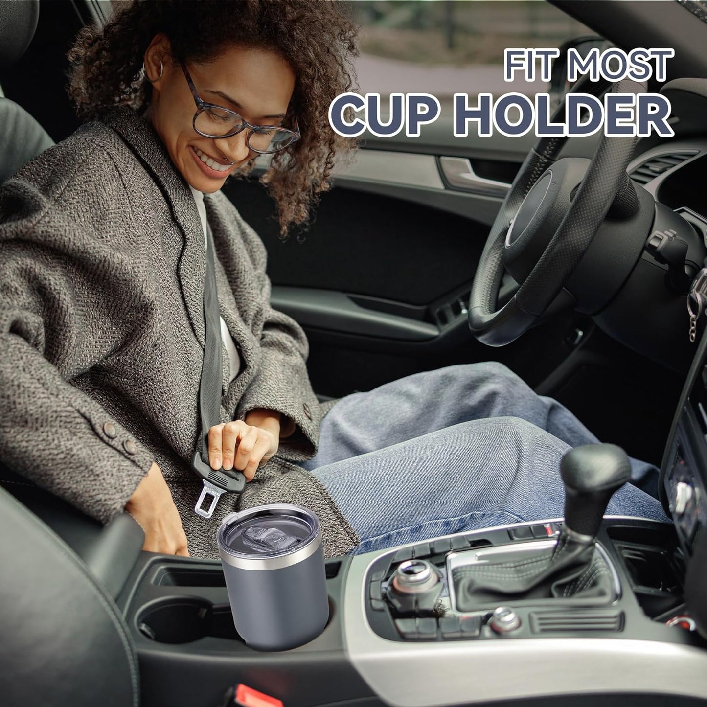 30 oz Tumbler with Lid Stainless Steel Tumblers Bulk Vacuum Insulated Cup Reusable Powder Coated Travel Mug Double Wall Leak Proof Cups Keep Cold Drinks for 12 Hours Gray, Set of 4