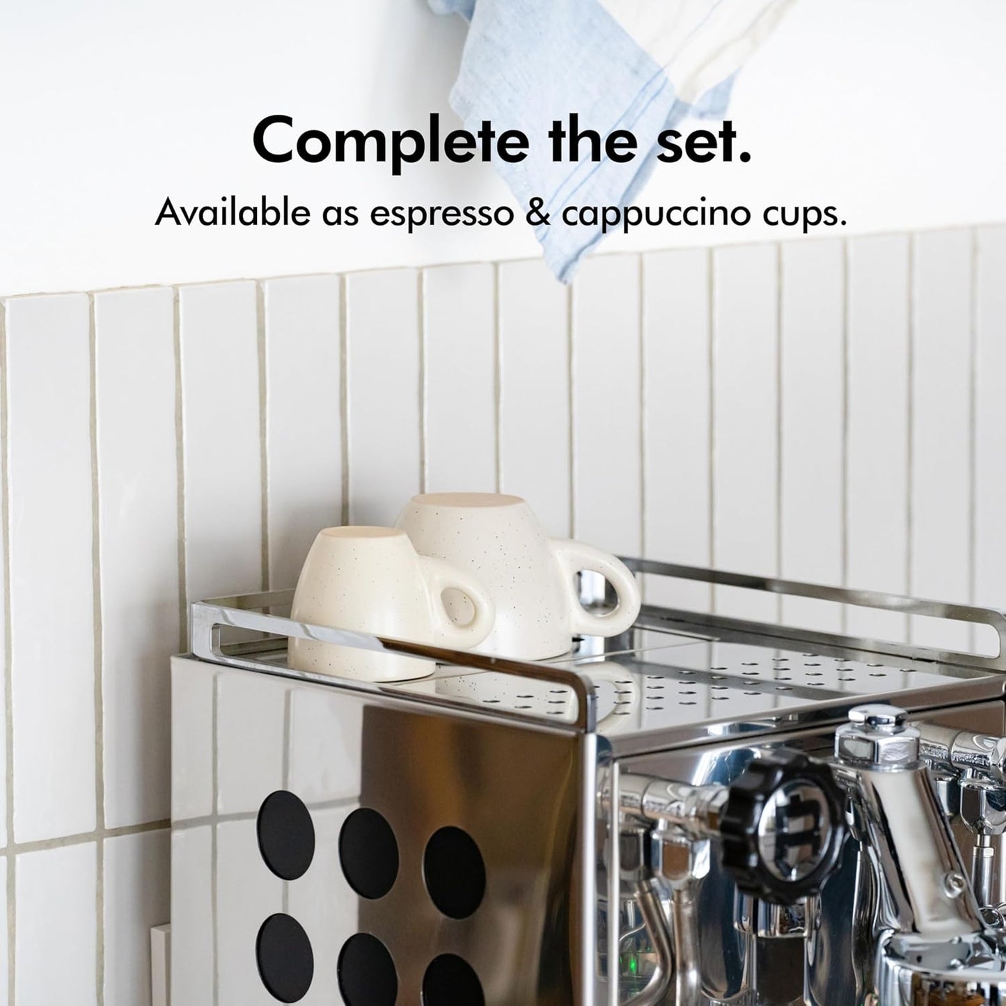 KIVY Cappuccino cups set [4x 8oz] - Thick-walled stoneware cappuccino cup set for latte art - Cappuccino coffee cups - Tazas de cafe - Latte cups - Ceramic latte art cup and saucer set of 4