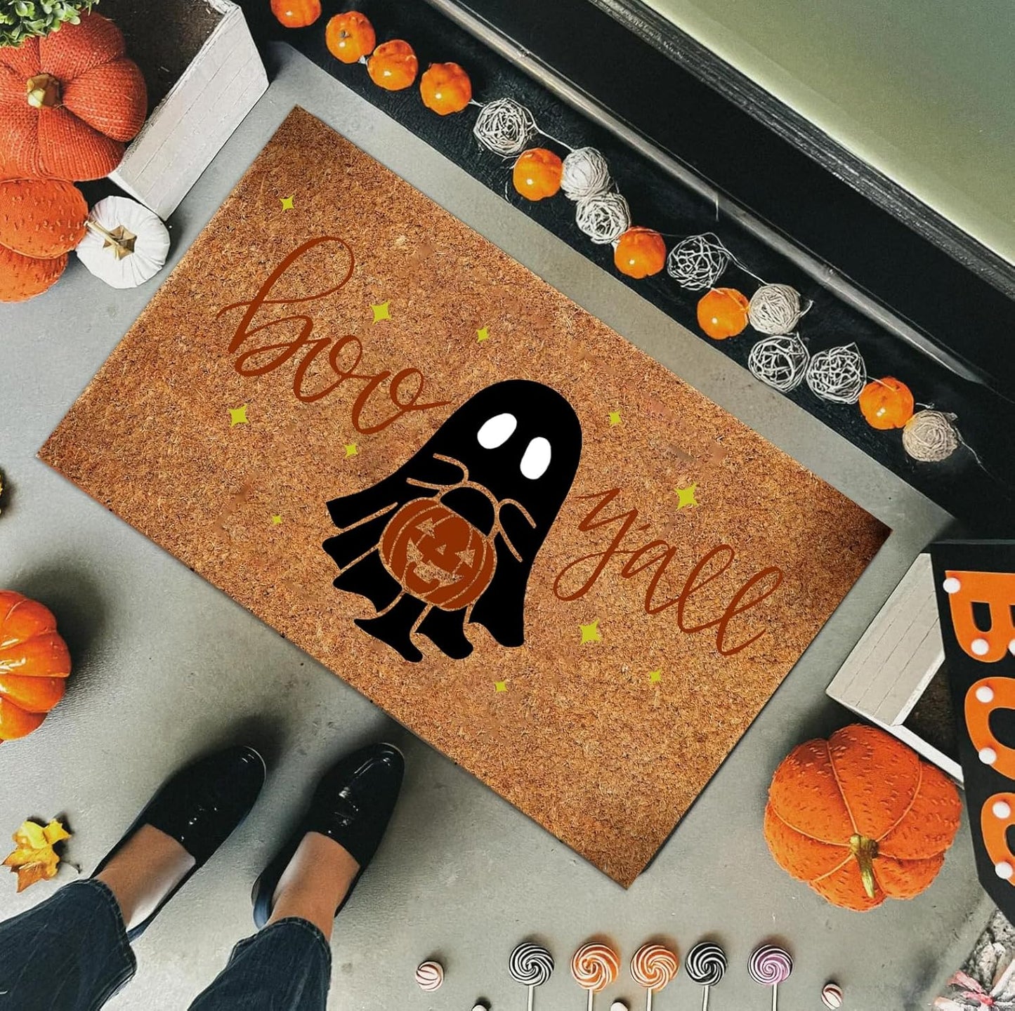 Halloween Stencils for Door Mats Large Halloween Doormat Stencils Trick or Treat Boo Ghost Stencil for Door Mat Wood Sign Fabrics DIY Crafts Decor