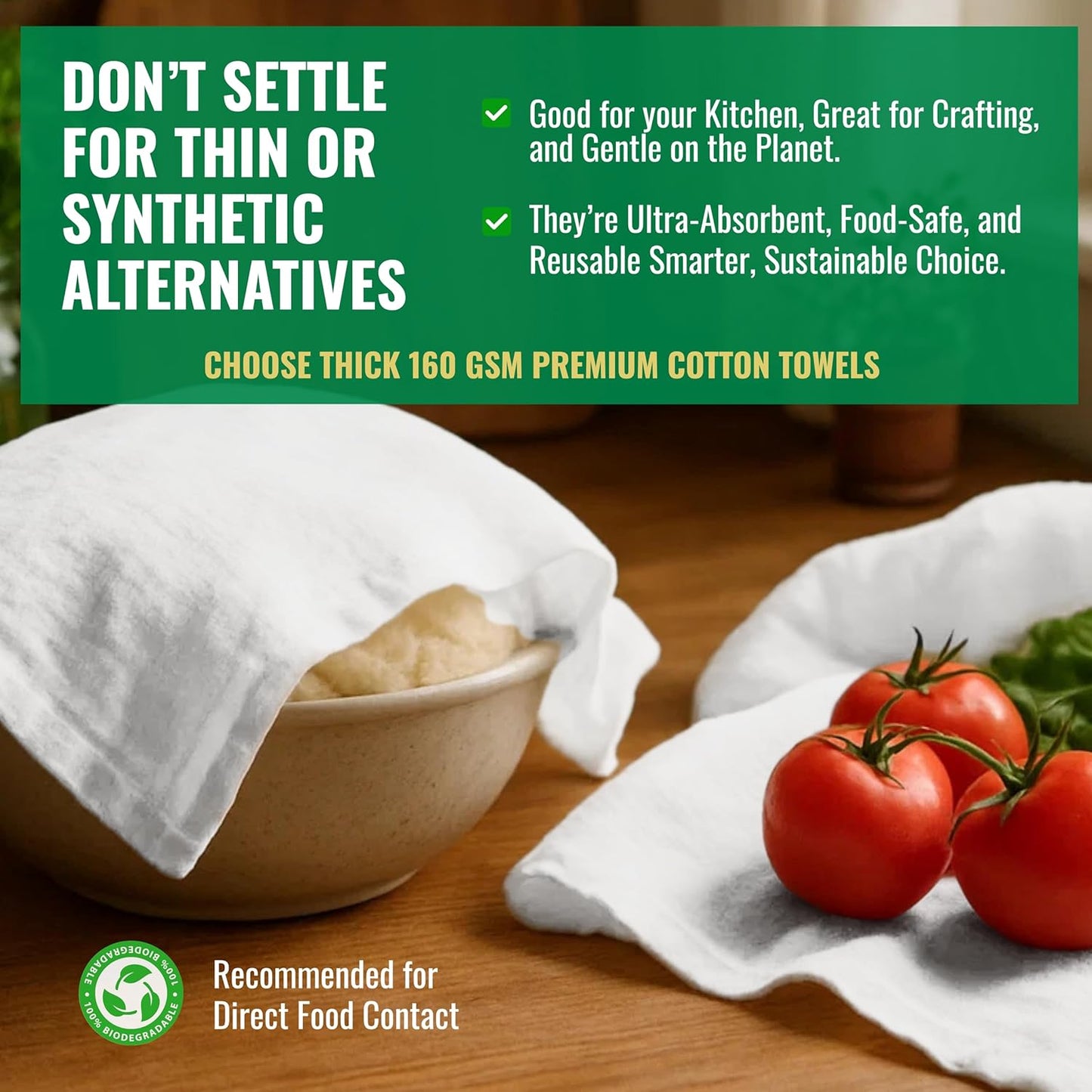 Flour Sack Towels | Tea Towel for Crafts| Kitchen Dish | Cotton Blank Towel for Embroidery| Baking Bread Proofing Linen Cover| Thick Absorbent Quick Dry| 7 Pack 33"x38" White