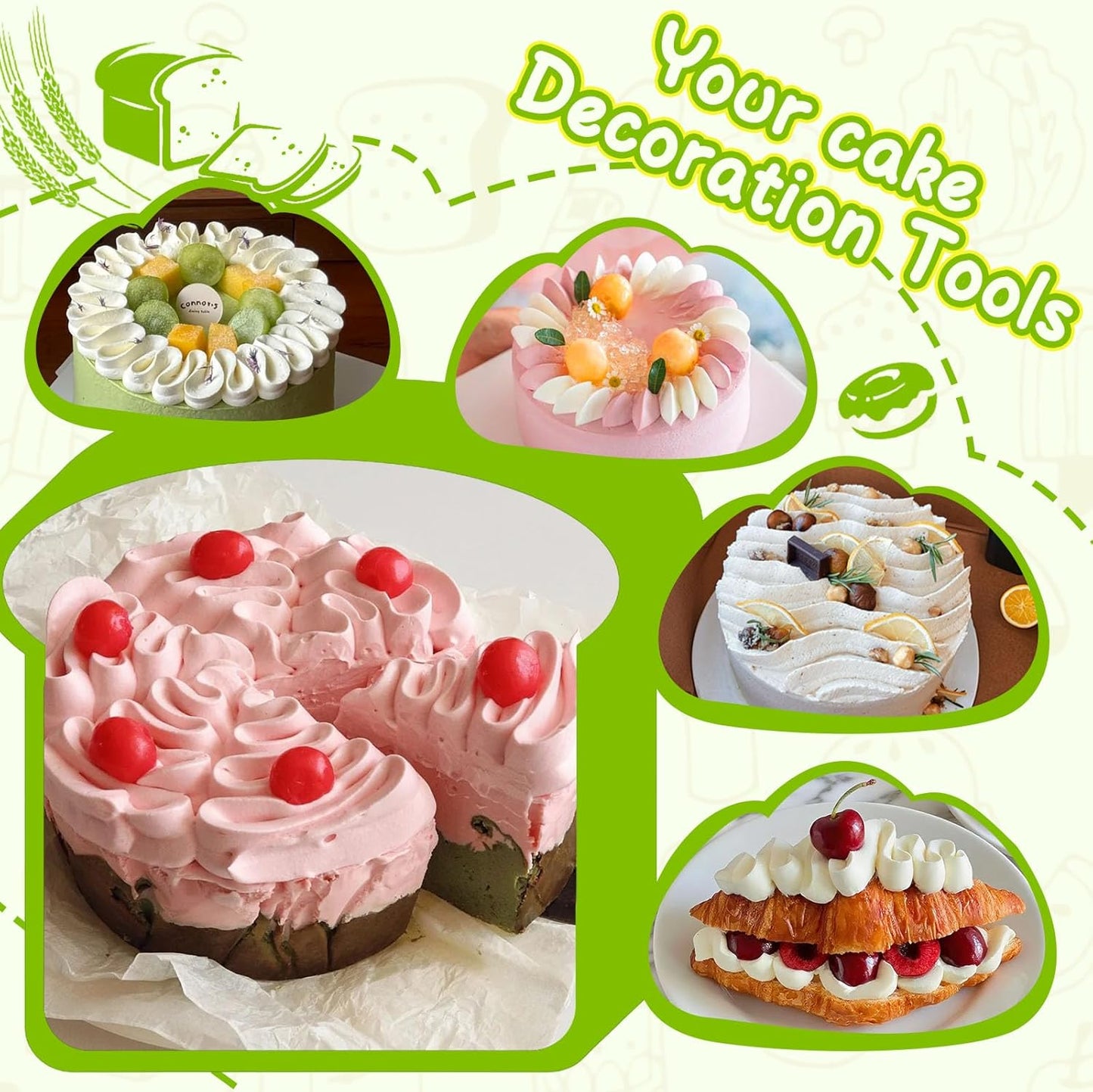 Suuker 3 Pieces Russian Piping Tips Set,V-shaped Wave Cake Decorating Nozzles Tips Piping Kit for Pastry Cupcakes Cakes Cookies Decorating Stainless Steel Kitchen Gadgets