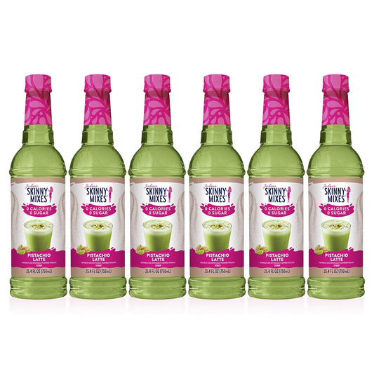 Jordan's Skinny Syrups Sugar Free Coffee Syrup, Pistachio Flavor Drink Mix, Zero Calorie Flavoring for Chai Latte, Protein Shake, Food & More, Gluten Free, Keto Friendly, 25.4 Fl Oz (Pack of 6)