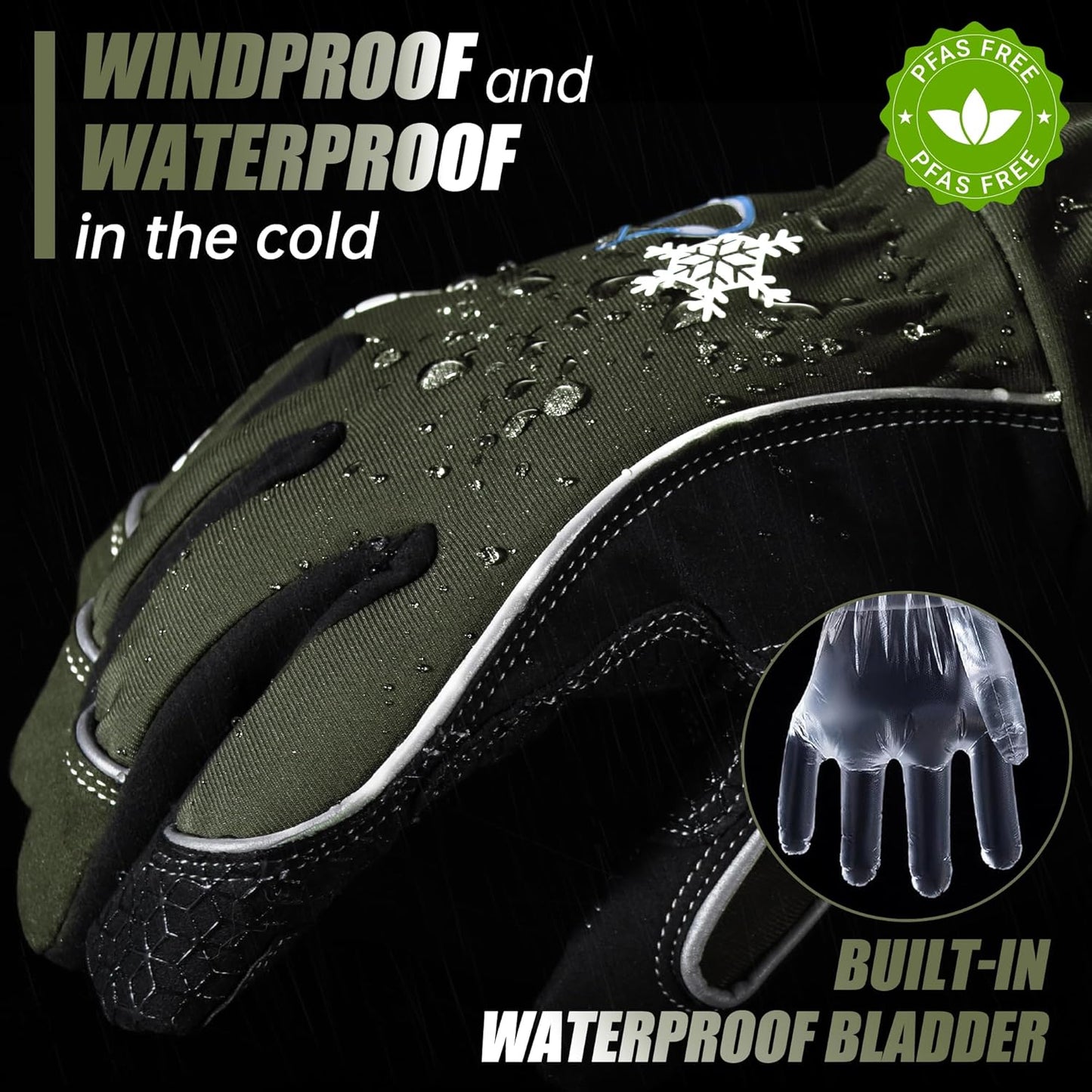HANDLANDY Winter Insulated Work Gloves, 3M Thinsulate Thermal Water-Resistant Gloves for Men Women Touch Screen, Warm Ski Snowboard Cold Weather Gloves (Army Green, X-Large)