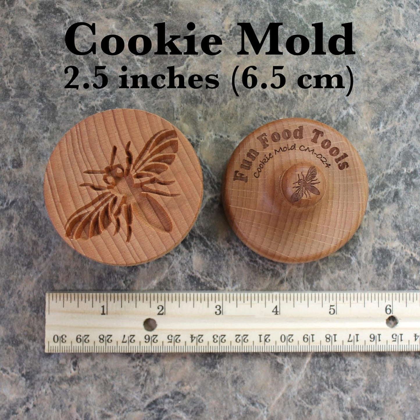Wood Cookie Stamp, 2.5 Inch (Honeybee CS-024)