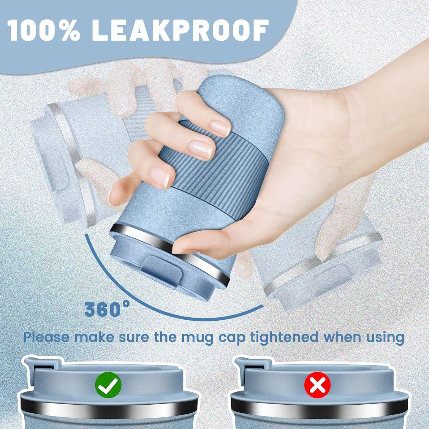 Insulated Coffee Tumblers with Flip Lid 12oz / 17oz, Stainless Steel Travel Coffee Mug Leak Proof, Vacuum Insulated Coffee Mug Reusable Cup, Keeps Cold and Hot for Coffee Tea