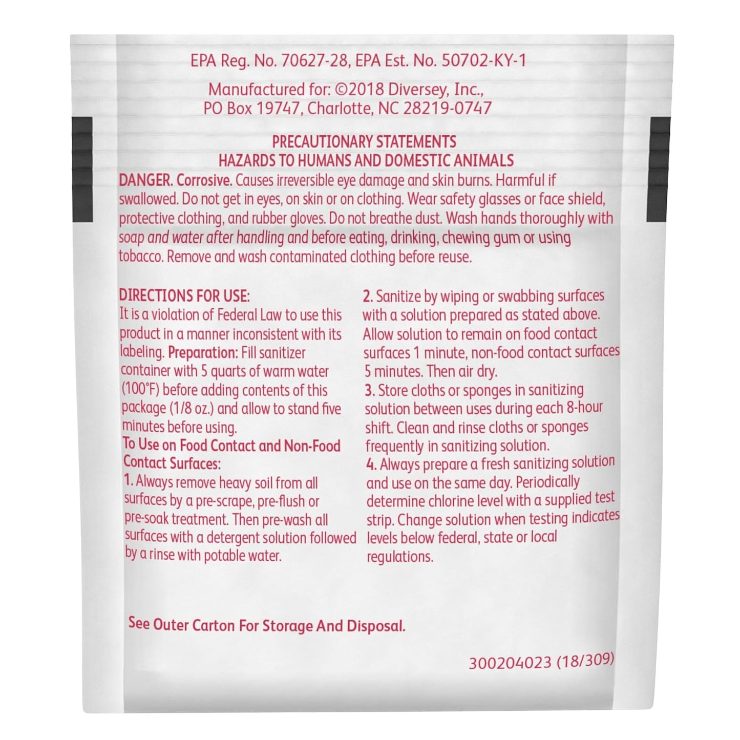 Diversey Sani-Sure Multi-Surface Sanitizer (.125-Ounce, Case of 100)