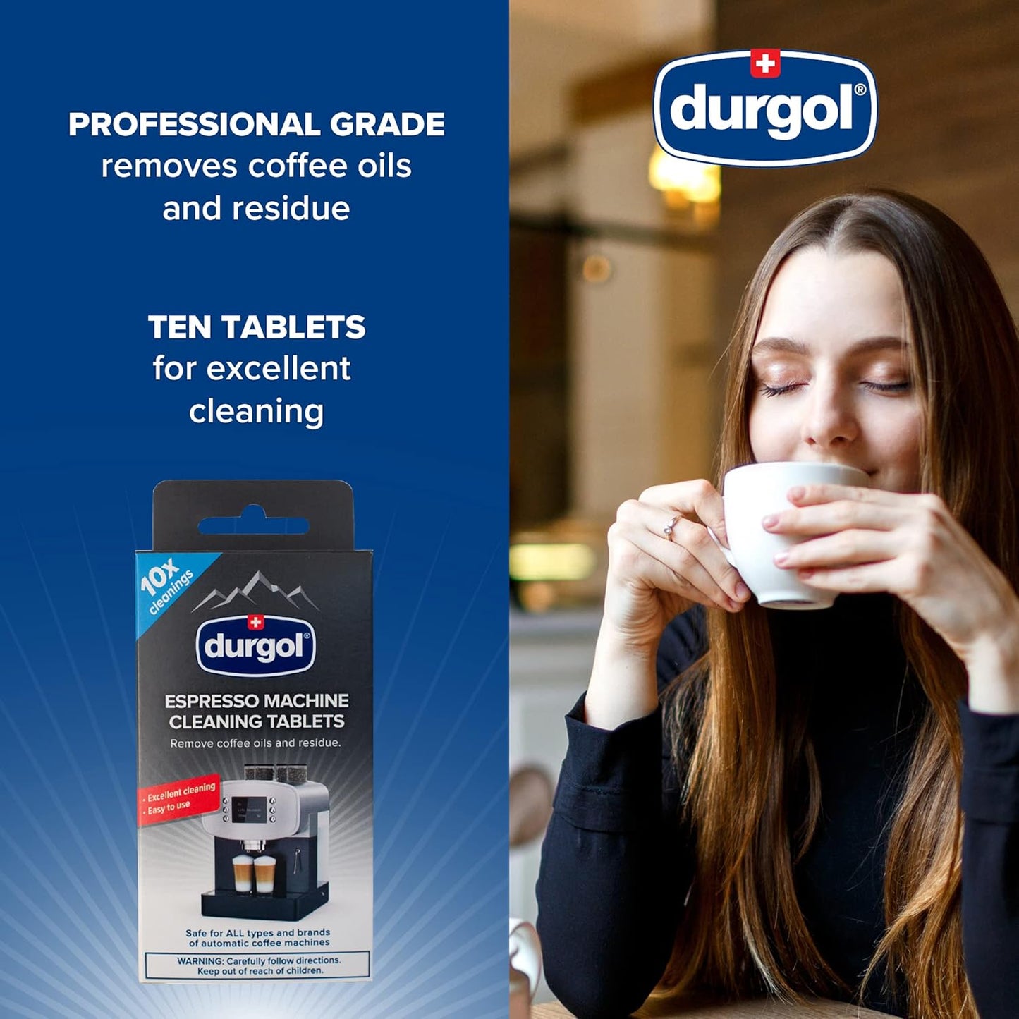 Durgol Espresso Machine and Coffee Maker Cleaning Tablets, 4 Pack (40 Pc)