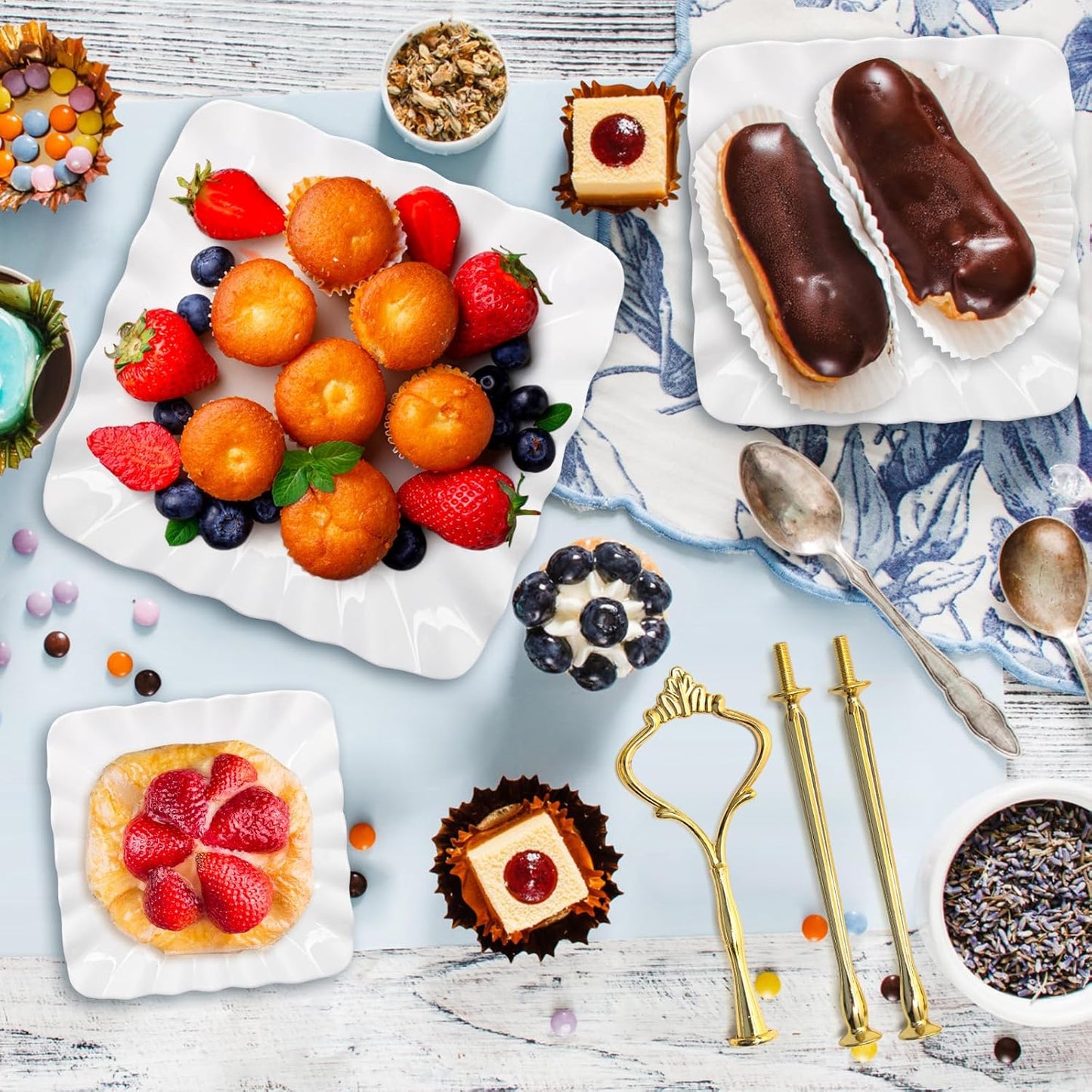 Coitak Plastic Cupcake Stands, 3 Tier Cupcake Stand, Dessert Tower Tray for Tea Party, Baby Shower and Wedding (2 Pack)