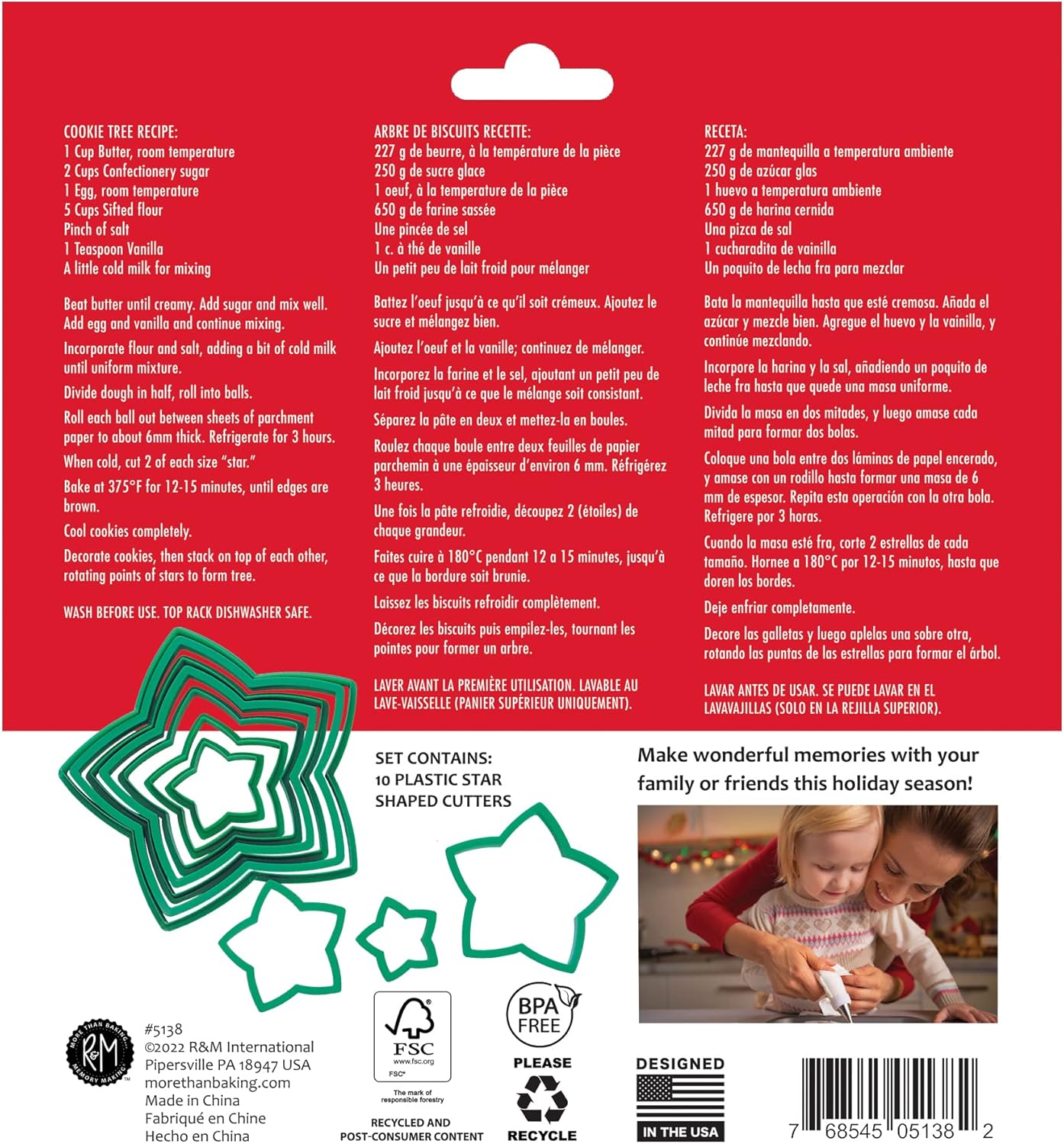 R&M International Star Tree Cookie Cutters to Make 3D Tree, 10-Piece Plastic Set