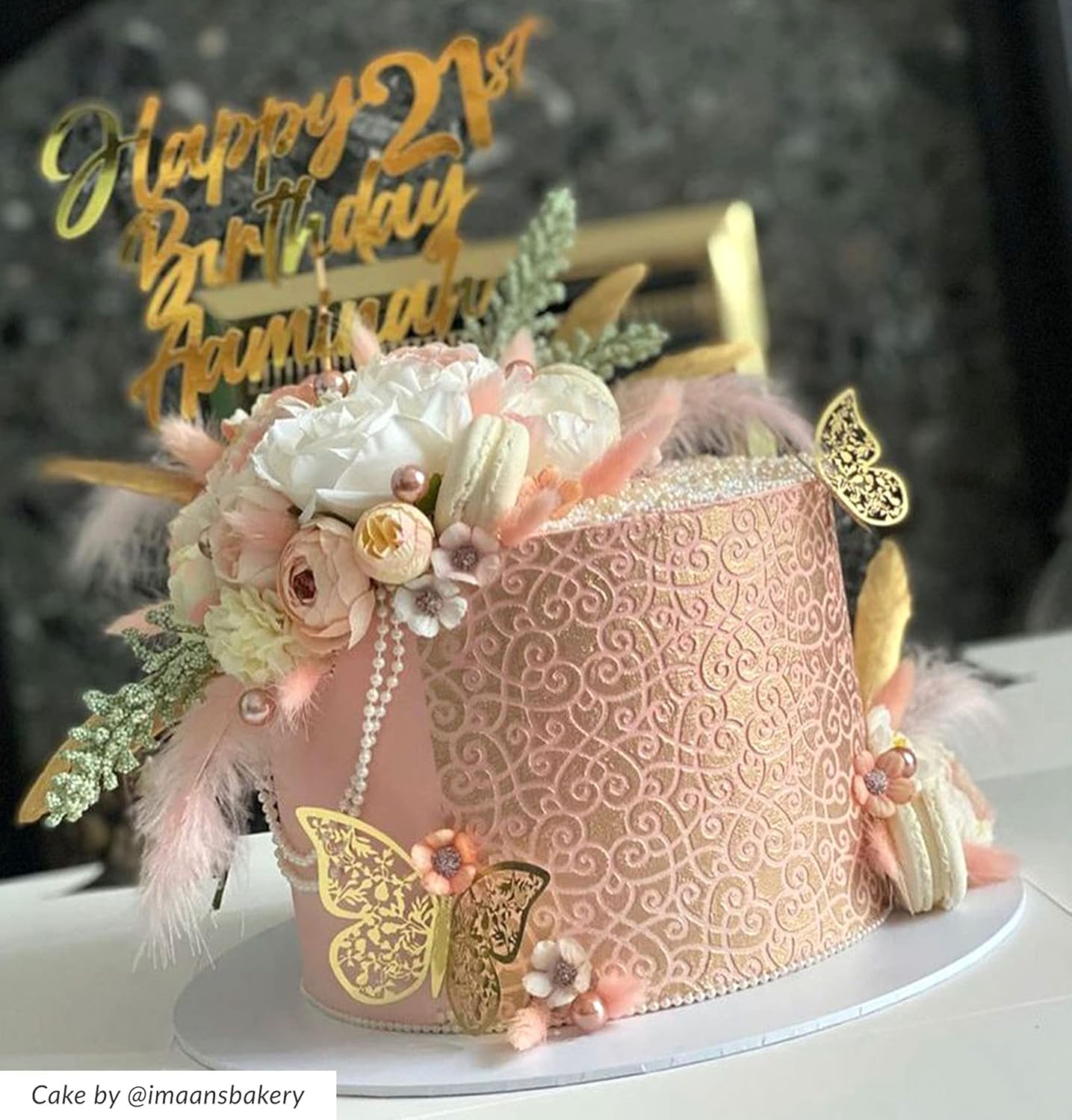 Cake Baking Stencil - Seamless Delicate Pattern for Decorating Tall Double Barrel Cake to Use with Buttercream, Royal Icing, Ganache, Paint, Airbrush (FLAIRE)