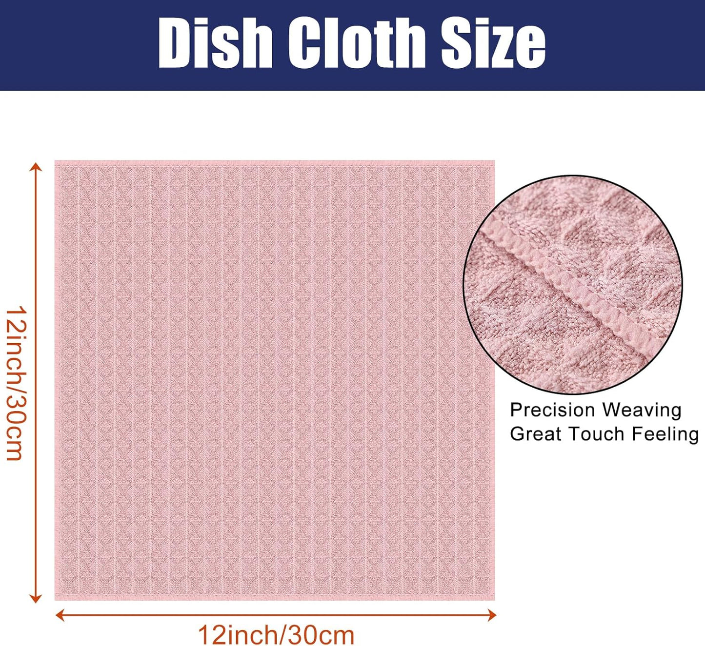 Homaxy Microfiber Waffle Weave Kitchen Dish Cloths, 12 x 12 Inch Ultra Absorbent and Solid Color Dish Towels for Kitchen Fast Drying Dishcloth for Washing Dishes, 12 Pack, Pink