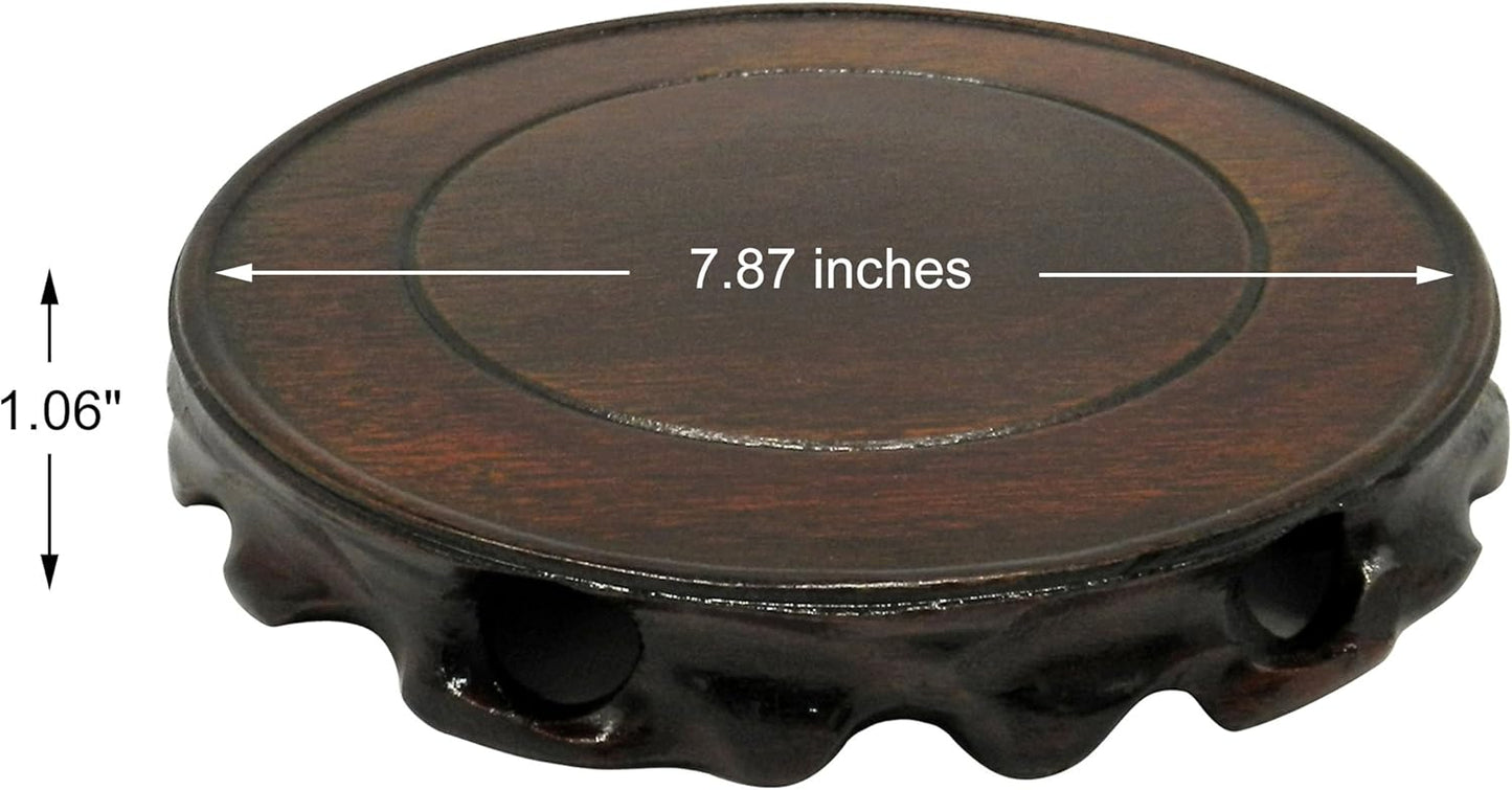 CVHOMEDECO. Rustic Vintage Rosewood Circular Display Stand Vase Pot Base Fishbowl Pedestal Stand.