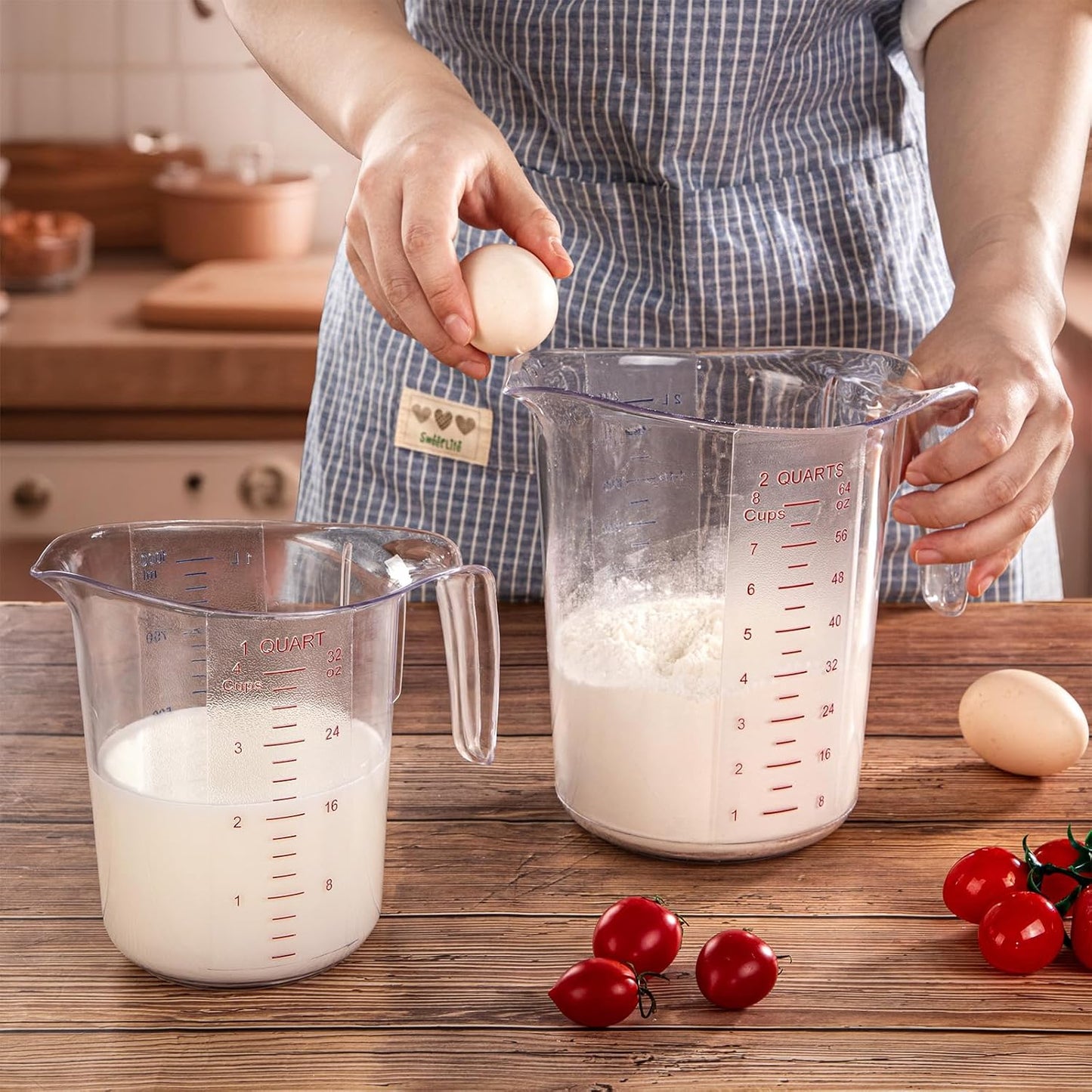 DaYammi Measuring Cups 1-Piece, Unbreakable Food-Grade Plastic Measuring Cup for Dishwasher, 4-Cup Liquid Measuring Cups for Prepping, Baking, Cooking, Readable Markings, 1QT/32OZ/1000ML/1L, Clear