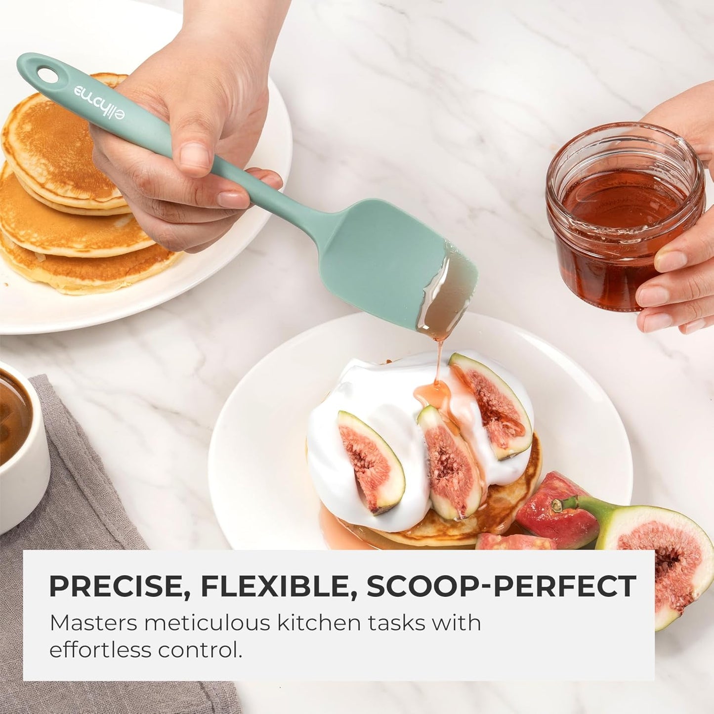 Elihome Mini Silicone Spoonula - Non-Stick Heat Resistant Silicone Scraper Spatula for Mixing, Serving, Scraping, Stirring, and More, 8.75 Inch, Sage Green