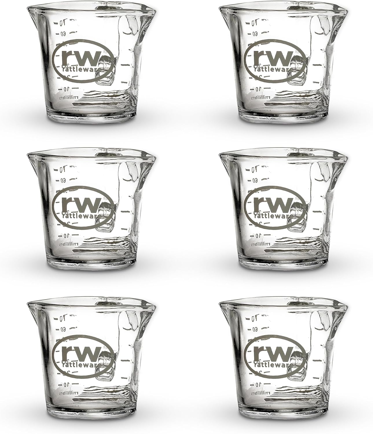 Rattleware 3 Oz Double Spouted Glass Espresso Shot Pitcher with Graduated Ml & Oz Markings Commercial-Grade Measuring Cup for Barista Precision and High-Volume Pouring