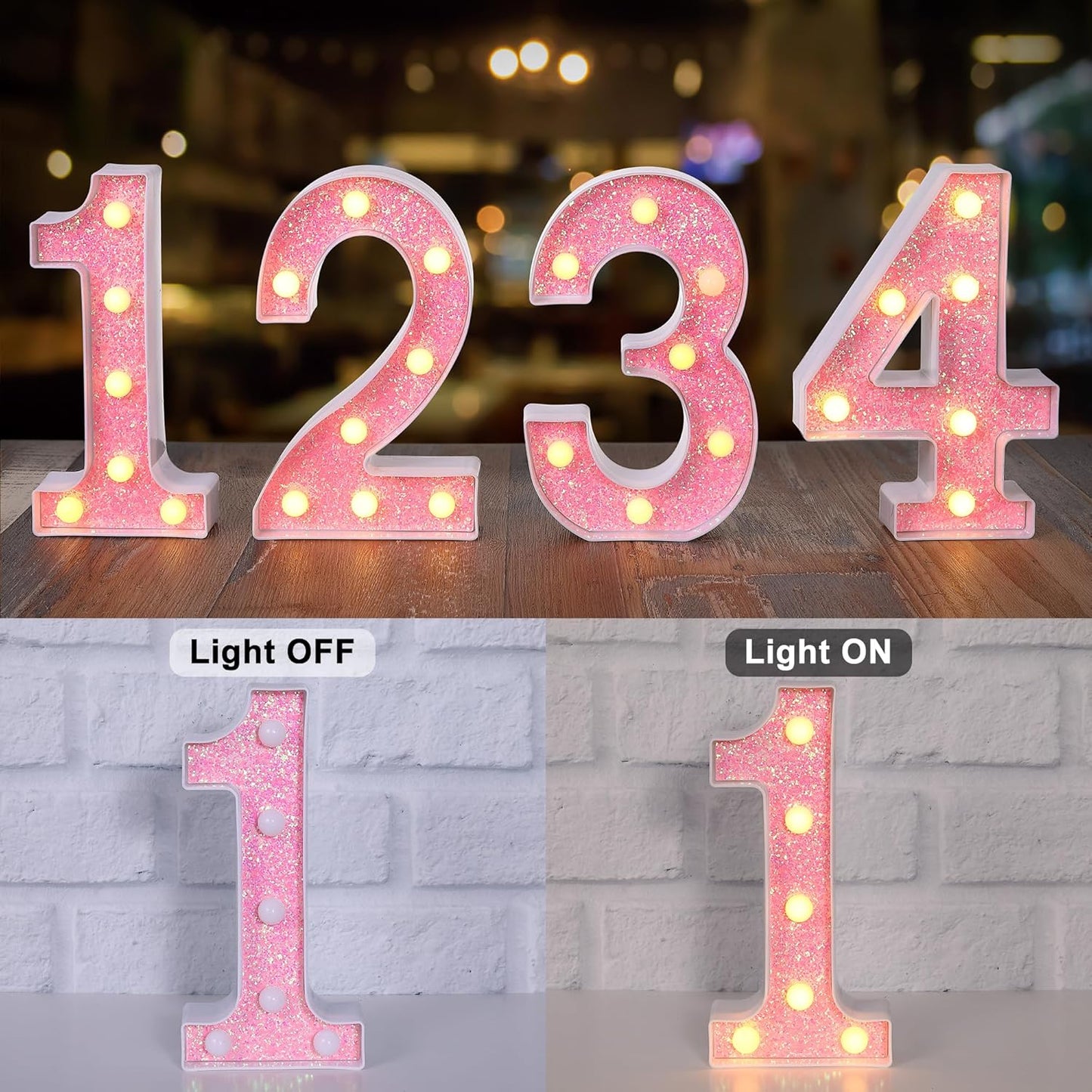 Foaky Pink Light up Letters，Pink Party Decorations,Girls Room Decor,Glitter Marquee Numbers,Alphabet Letter Sign for Night Light Birthday Party Girls Gifts, Home Bar Decoration (6)