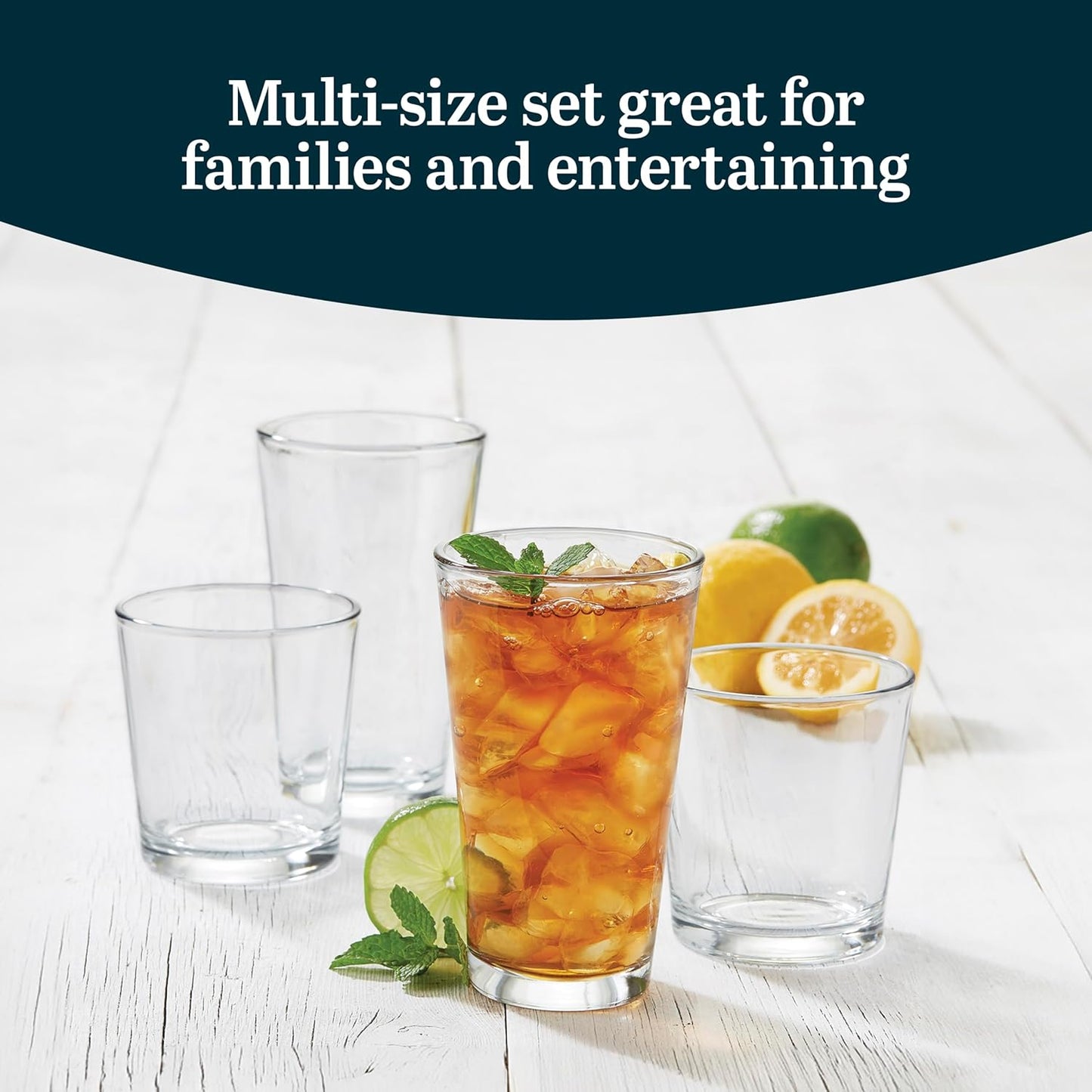 Libbey Flare Tumbler and Rocks Glasses Set, Stylish Lead-Free Drinking Glasses Set of 16, Versatile Dishwasher Safe Kitchen Glassware Set for Parties