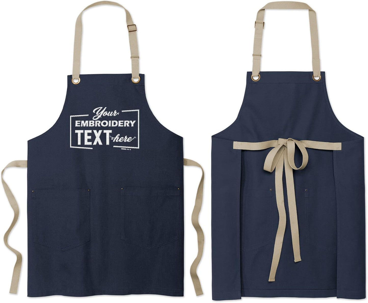 TEEAMORE Custom Embroidered Kitchen Apron Add Your Name Logo Design Cooking Baking Kitchen Chef Apron Gifts