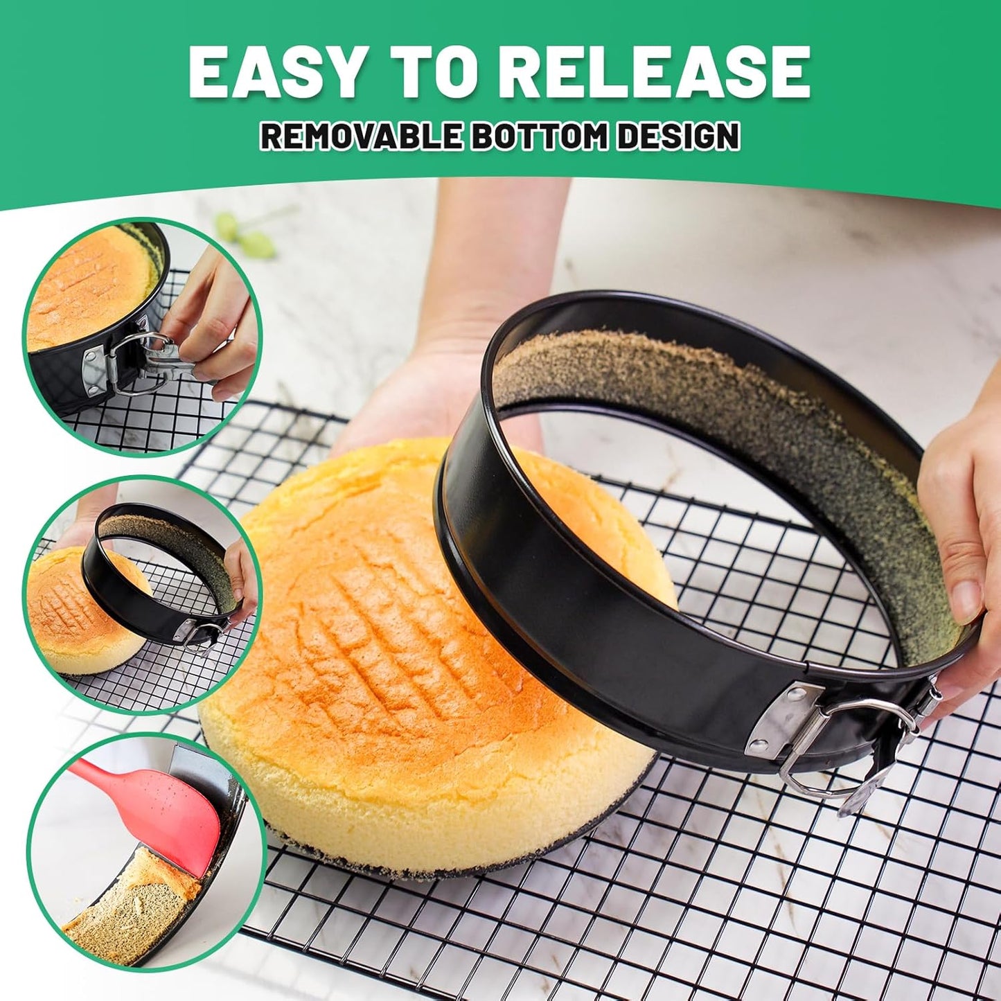 Springform Cake Pan Set,Non-Stick Springform Pans Set of 3 (4, 7, 9 inches),Leak-Proof Round Cake Pans with Removable Bottom for Baking Cake Pie Pizza and Quiches (Black3)