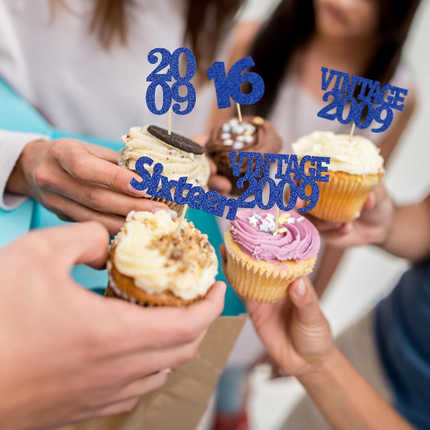 Gyufise 24pc 16th Birthday Cupcake Toppers - Deep Blue