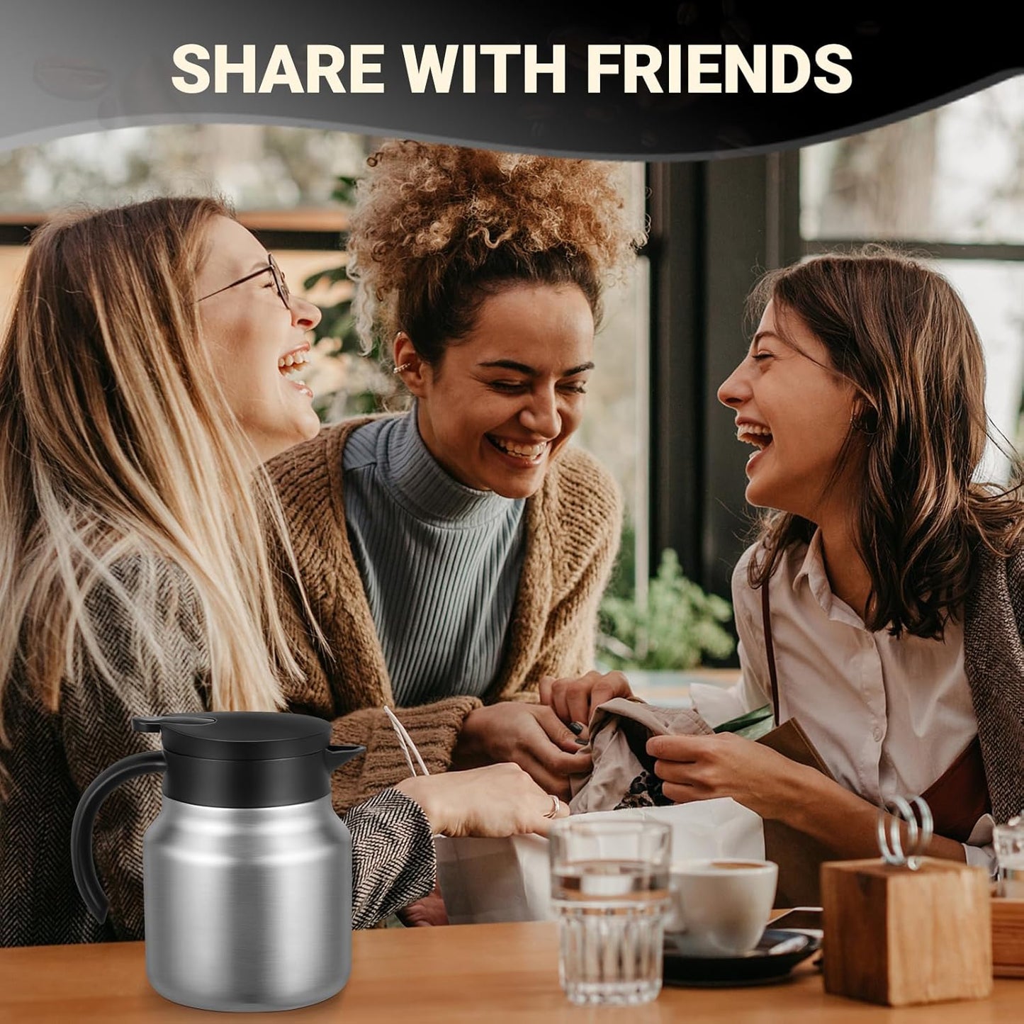 27Oz Thermal Coffee Carafes For Keeping Hot/Cold, Stainless Steel Coffee Carafe, Dustproof Insulated Water Carafe for Party/Home,Silver