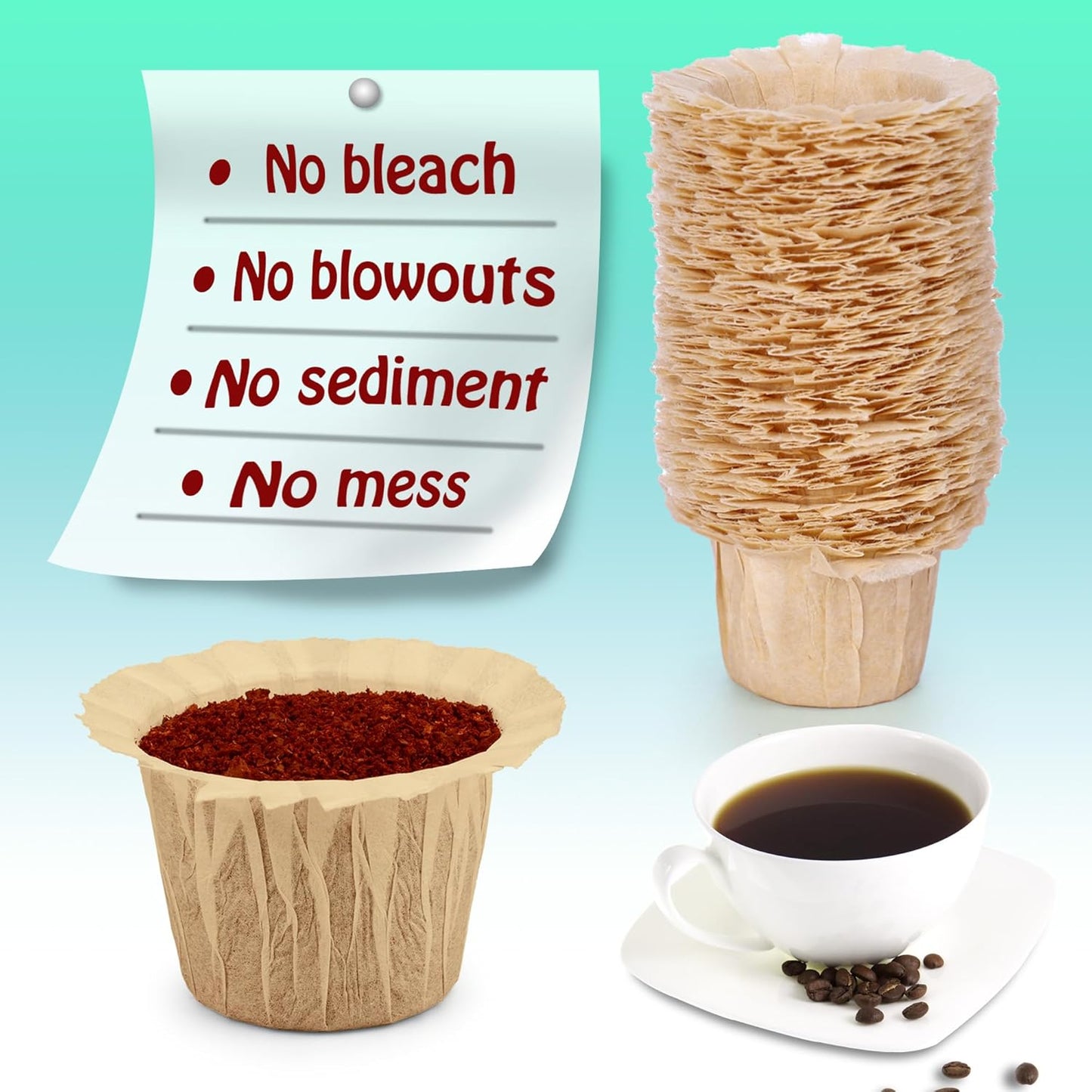 2 Pack Reusable K Cups with 200 Count Natural Disposable Coffee Paper Filters, Compatible with Single Serve Coffee Pods Coffee Maker